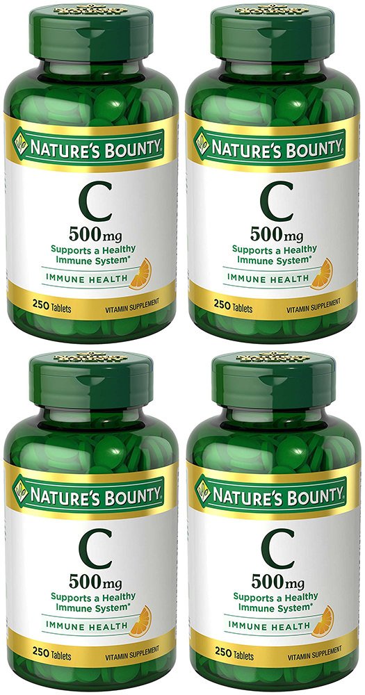 Vitamin C 500mg Supplement - 4 Bottles (250 Tablets Each) - Immune Support, Antioxidant Boost - Perfect for Daily Wellness & Immune Health