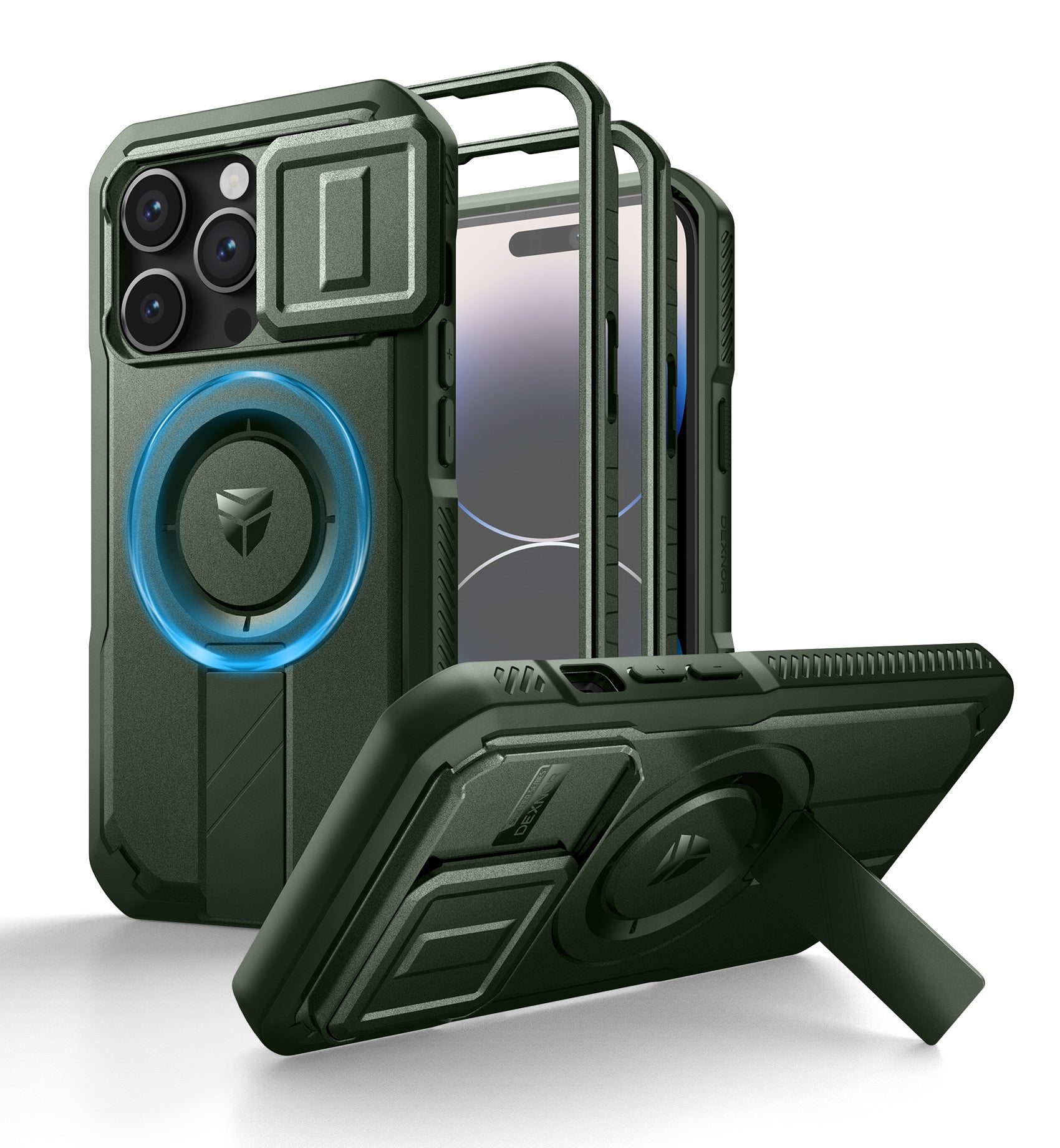 Dexnor Shockproof iPhone 14 Pro Case with Built-in Screen Protector, Slide Camera Cover & 360° MagSafe - Heavy Duty Protective Phone Cover for Outdoor, Travel and Daily Use