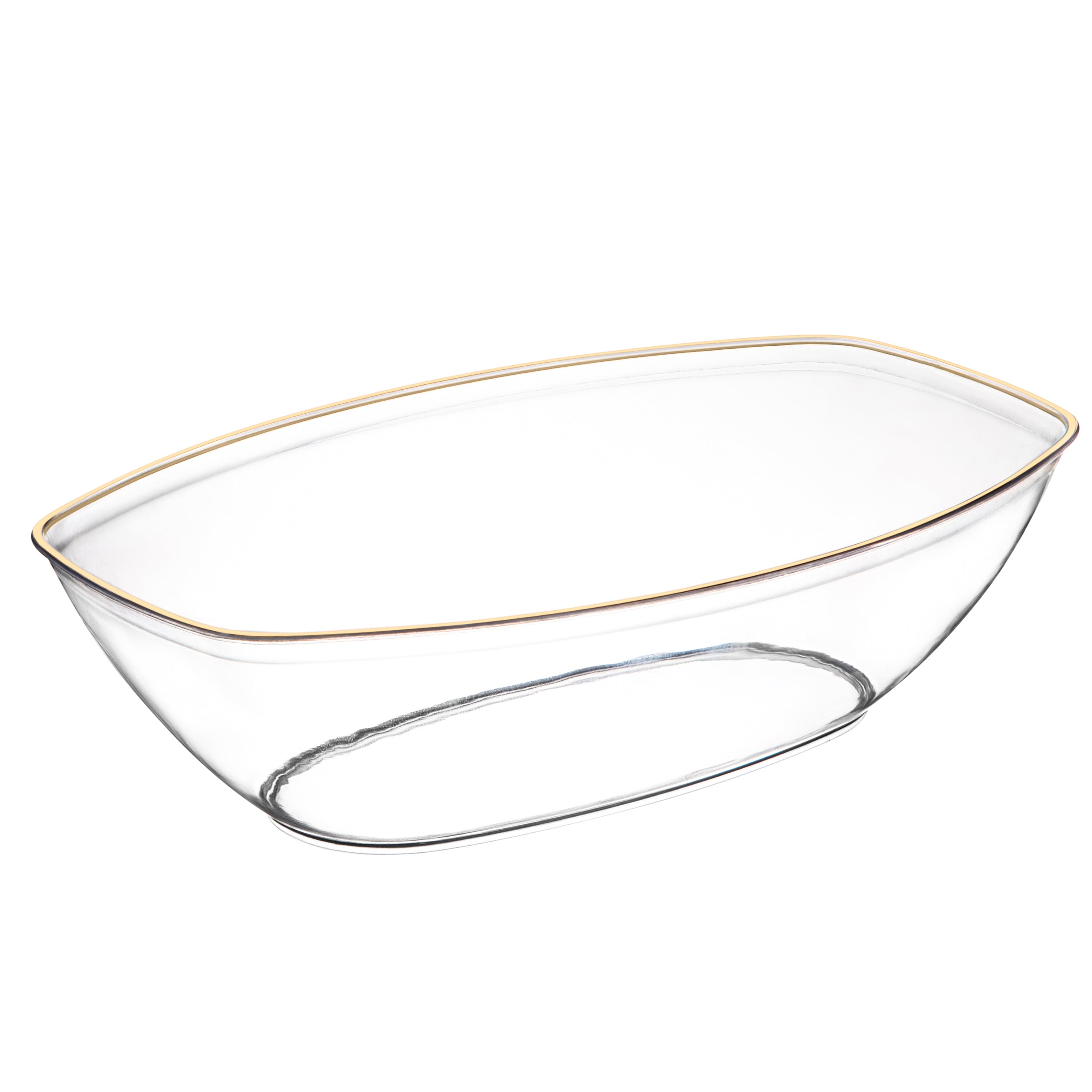 72 oz. Clear and Gold Rim Oval Salad Bowl Set of 4 – Perfect for Entertaining, Family Dinners, and Party Serving