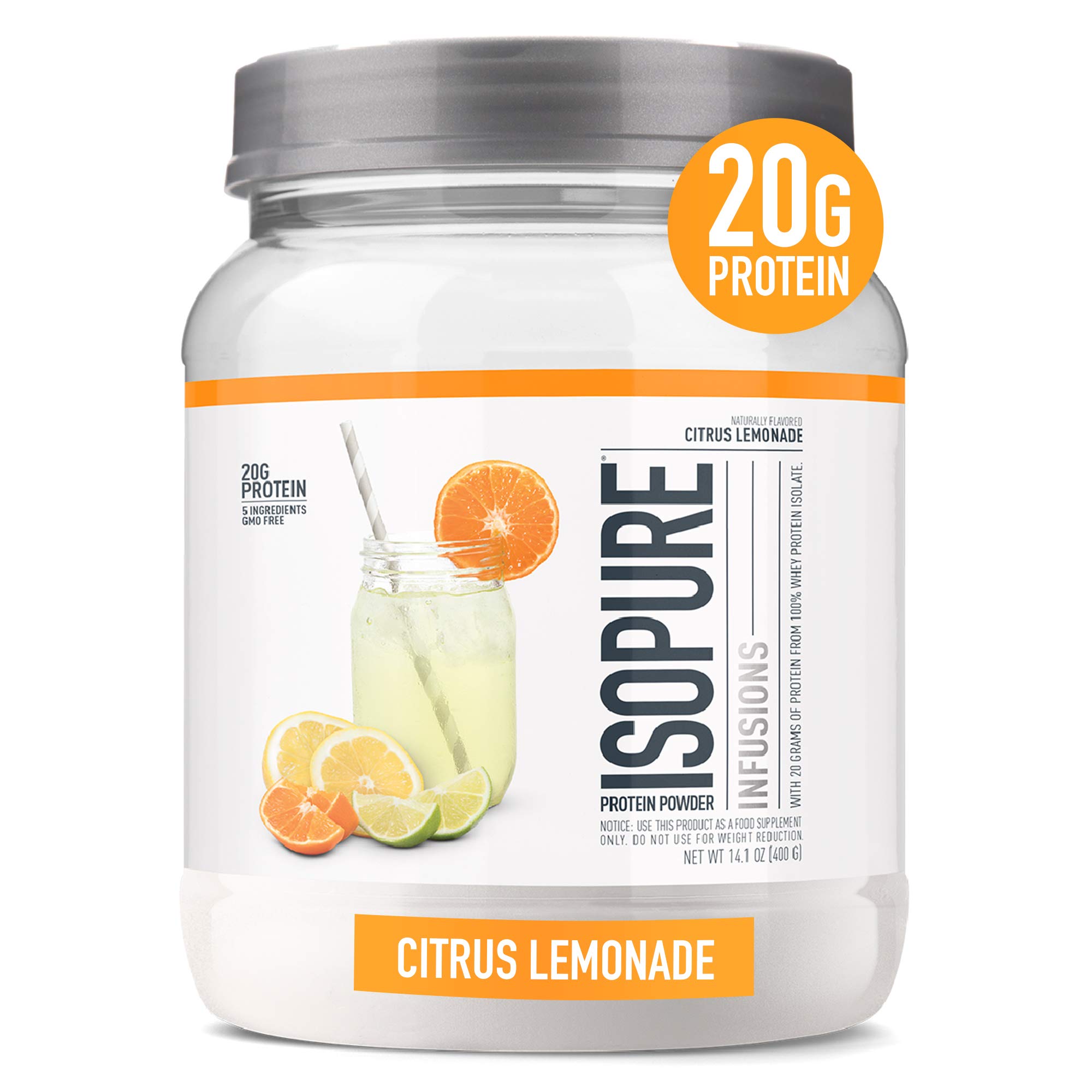 Isopure Whey Protein Isolate Powder - Gluten Free Post Workout Recovery Drink Mix, Citrus Lemonade Flavor (16 Servings) - Ideal for Muscle Recovery, Weight Management & Fitness Enthusiasts