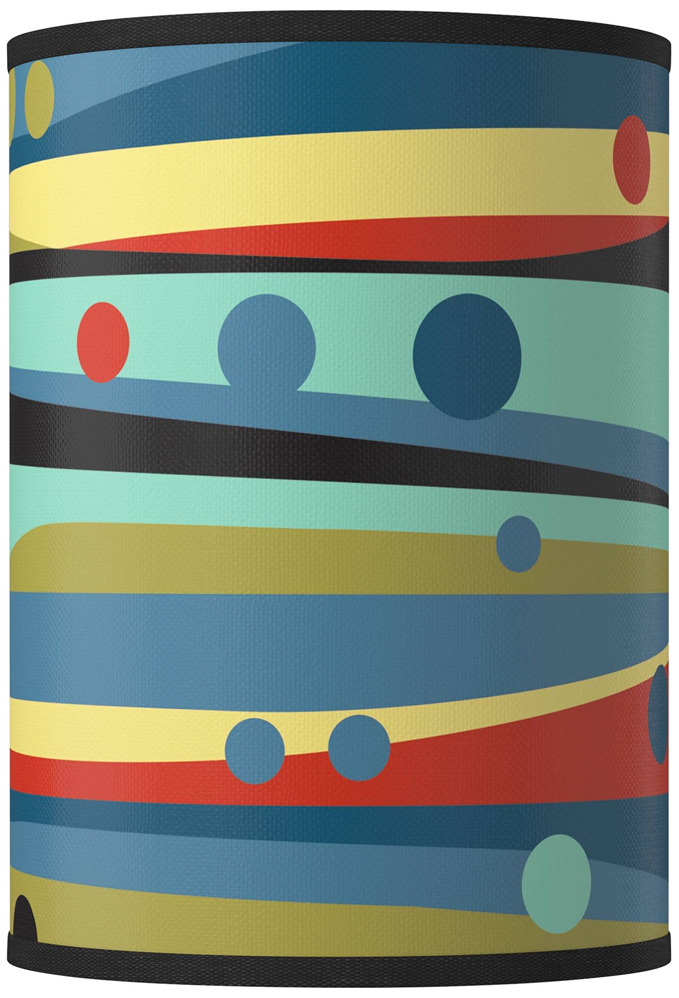 Vintage Cylinder Hardback Giclee Print Lamp Shade - Retro Dots & Waves Design (8