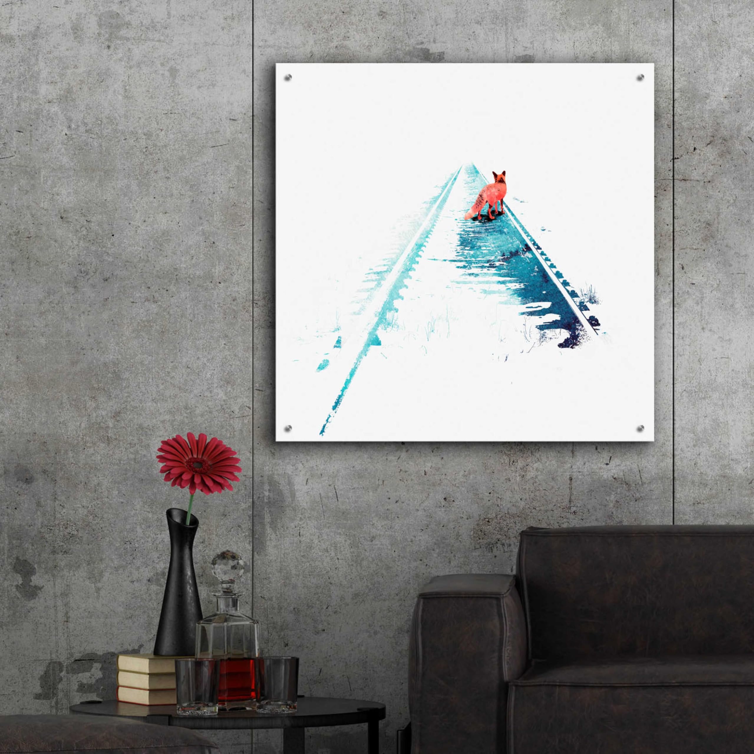 Robert Farkas 'From Nowhere to Nowhere' Acrylic Glass Wall Art - 36x36 Inches Modern Abstract Painting for Living Room, Office & Gallery Decor