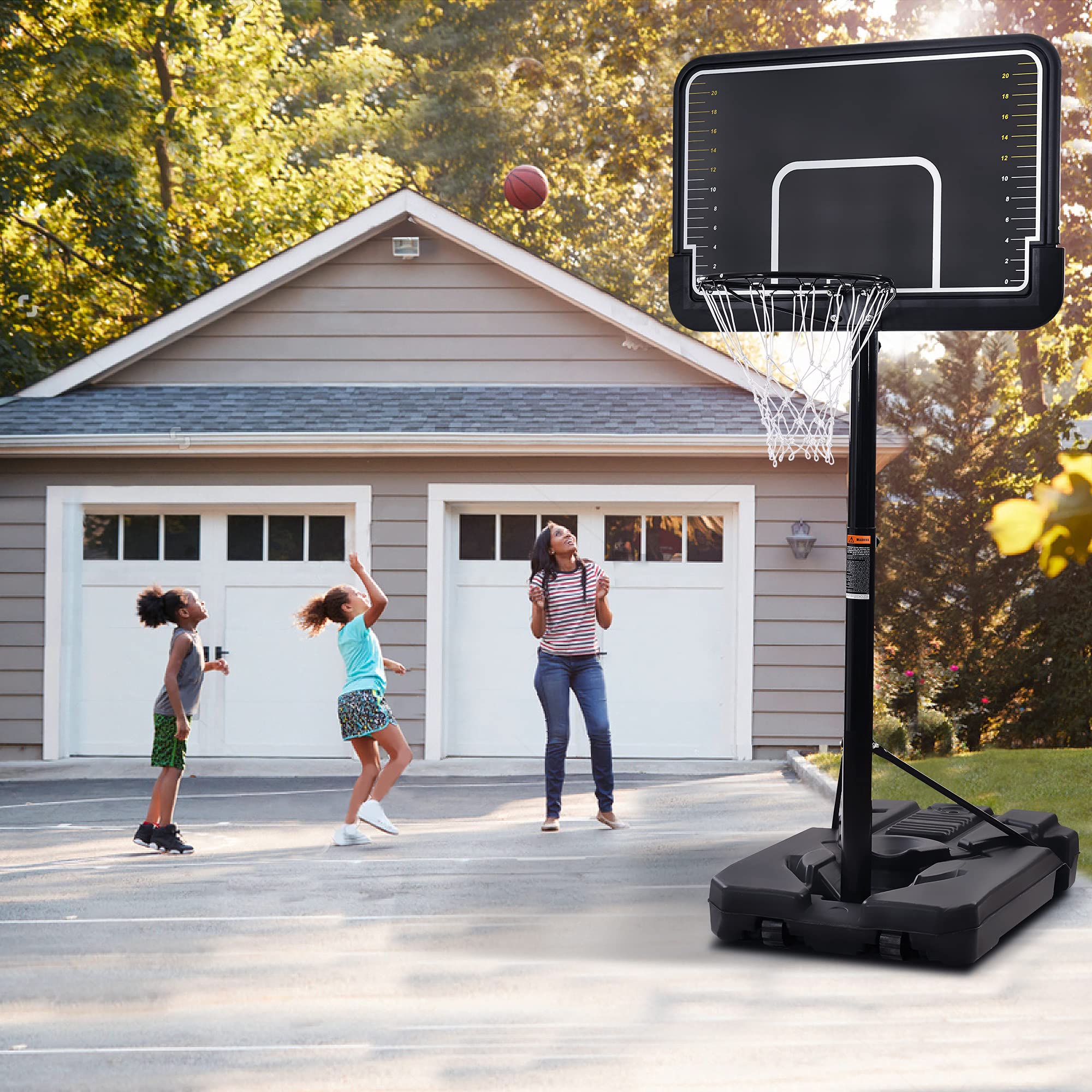 Adjustable Portable Basketball Hoop System for Outdoor & Driveway - 6.6ft to 10ft Height Adjustment with Vertical Jump Measurement - Perfect for Youth & Adult Training, Backyard Games, and Street Basketball Practice