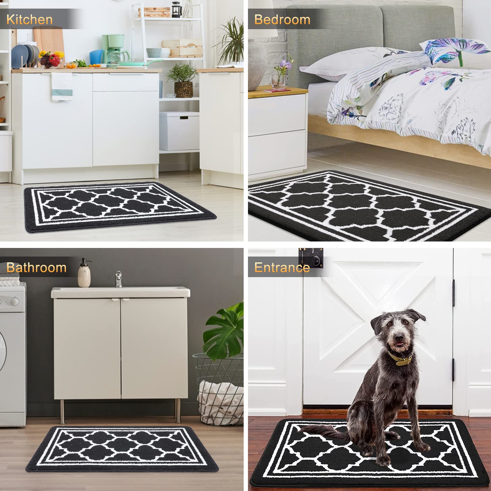 Premium Large Indoor Door Mat 71x47 Inches - Super Absorbent & Dirt-Resistant, Non-Slip Low Profile Floor Mat for Entryway, Front & Back Doors - Ideal for Homes, Apartments & Offices (Black)