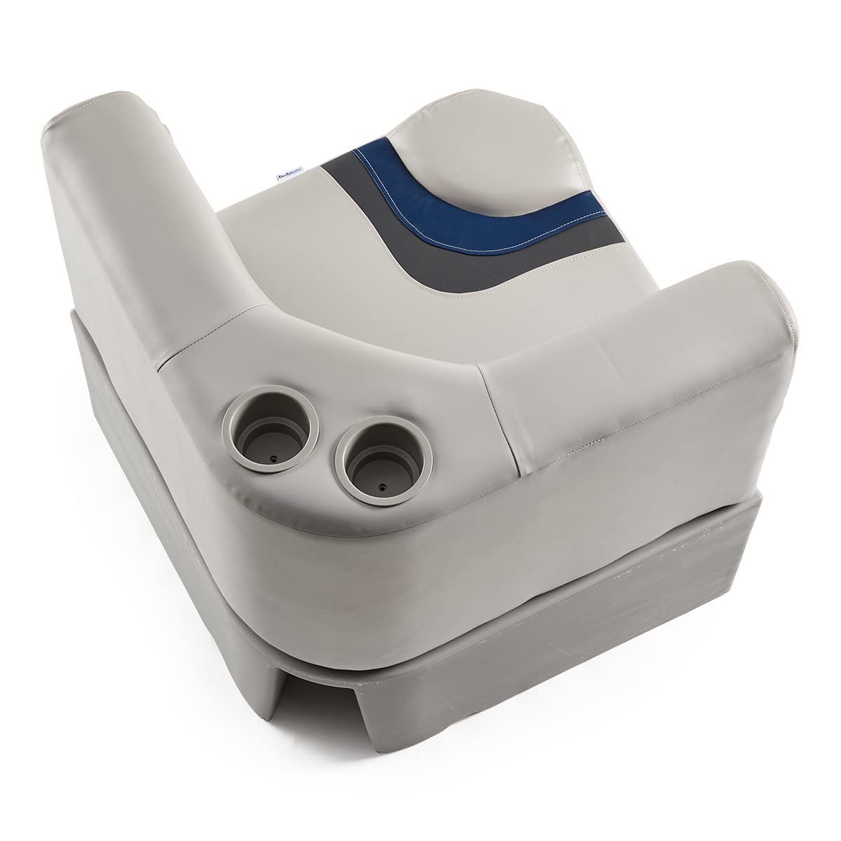 DeckMate 28'' Corner Classic Pontoon Boat Seat Bench - Waterproof Marine Vinyl, Comfortable Cushioned Design in Gray, Blue & Charcoal (KC28-200) - Perfect for Pontoon Boats, Fishing & Relaxing on the Water