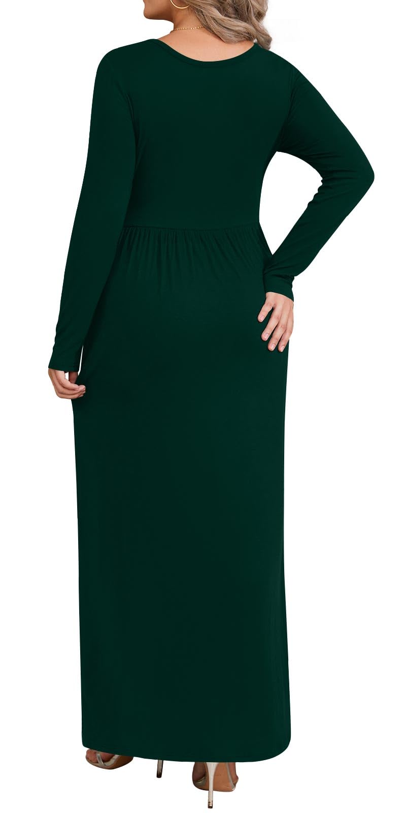 BISHUIGE Women's Plus Size Casual Long Sleeve Maxi Dresses with Pockets - XL to 6XL - Comfortable Flowy Dress for Everyday Wear, Work, Church & Special Occasions