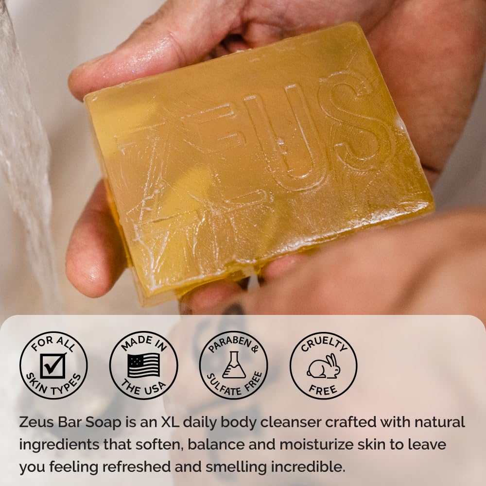 ZEUS Natural Hydrating & Balancing Bar Soap for Face & Body - USA Made with Verbena Lime | Gentle Cleansing for Dry, Sensitive Skin | Perfect for Daily Shower & Travel