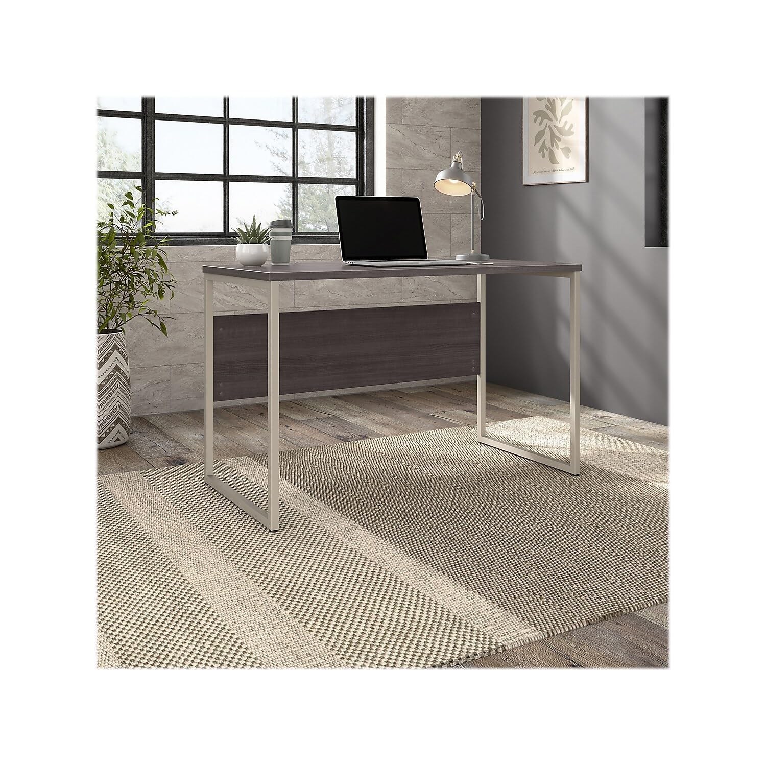 Bush Business Furniture 48W x 24D Office Table - Open Metal Leg Design with Privacy Panel | Large Hybrid Computer Desk for Home Office | Perfect for Remote Work & Small Workspaces