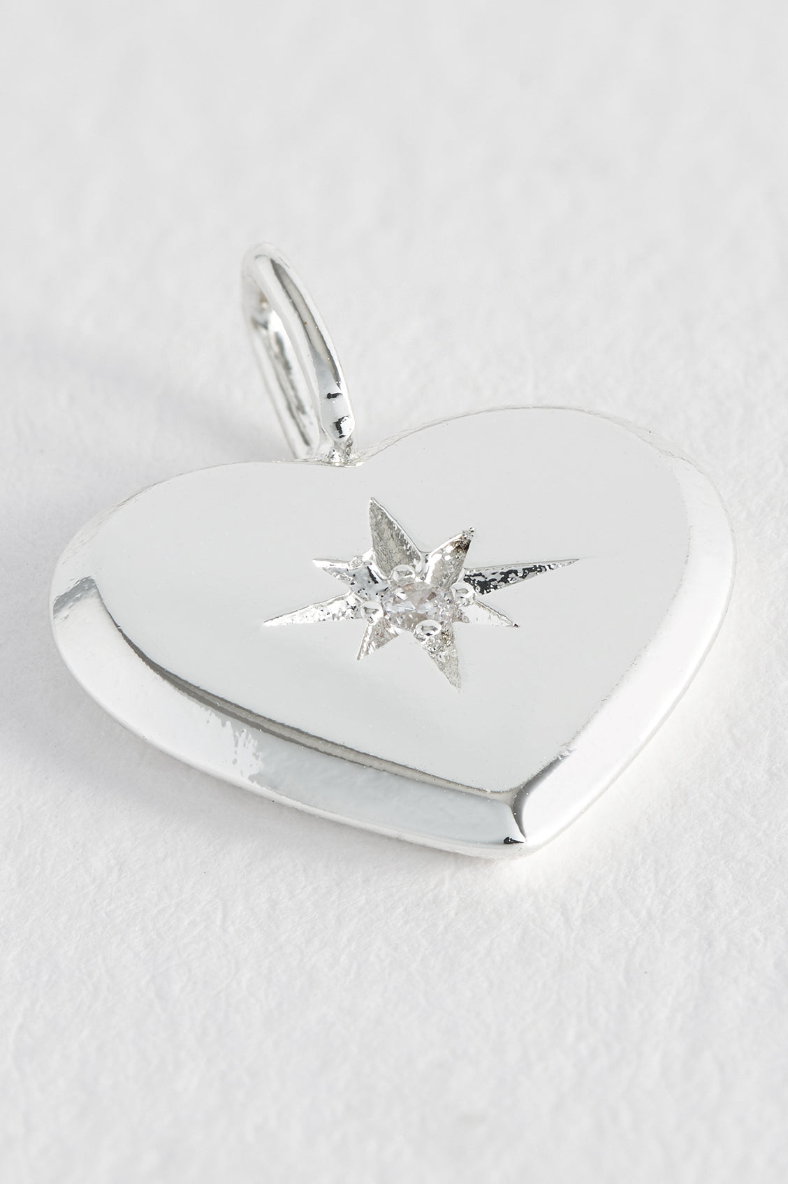 Sterling Silver Plated Knife Edge CZ Heart Charm Pendant - Elegant Jewelry for Necklaces, Bracelets & DIY Crafts (Model EB5549S) | Perfect for Valentine's Day Gifts, Anniversary Presents & Special Occasions