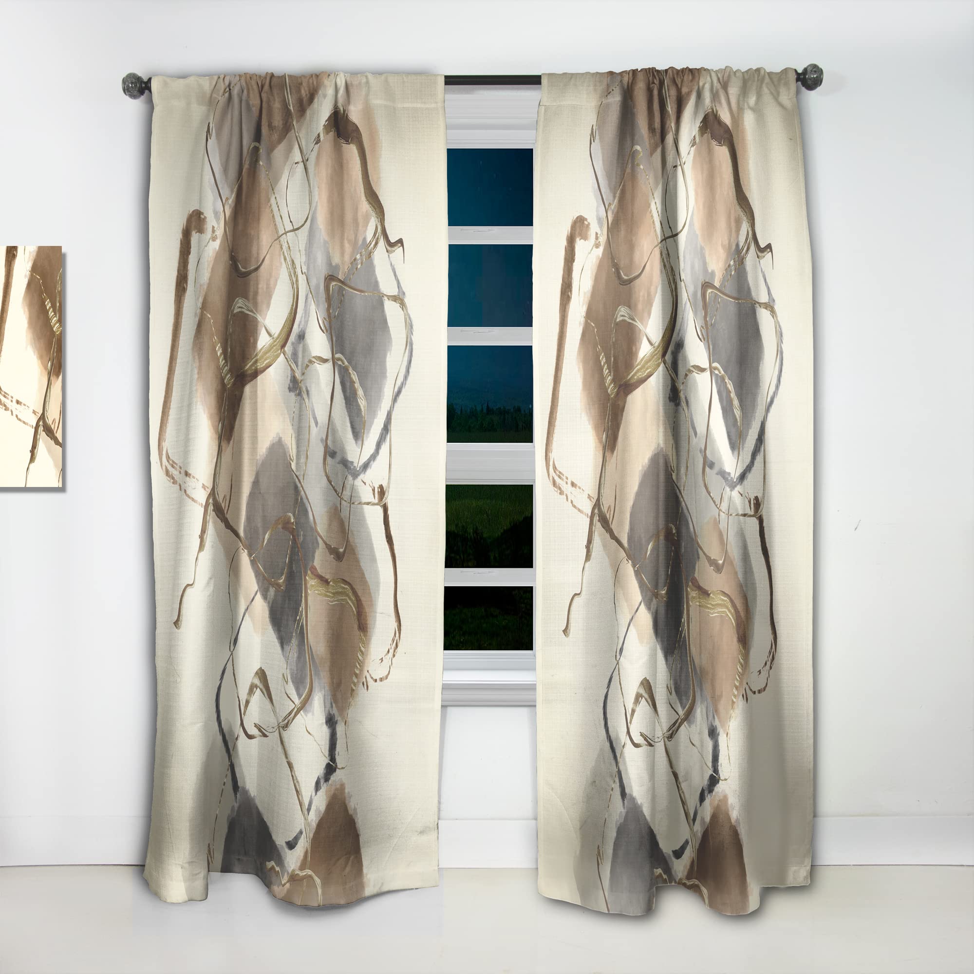 DesignQ Gold Glam Squares III Thermal Insulated Curtain Panel - 52x90 Inches - Elegant Window Treatments for Bedroom & Living Room | Perfect for Energy Efficiency, Light Control & Home Decor