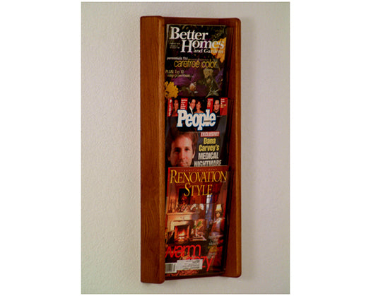 3 Pocket (3H) Acrylic & Oak Wall Display - Stylish Home & Office Organizer for Keys, Mail & Photos - Perfect for Entryway, Living Room or Workspace