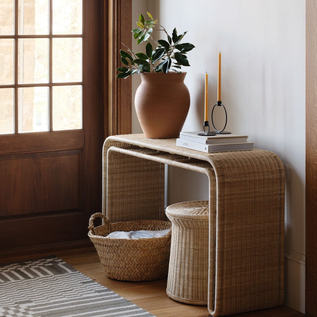 Penida Wicker Console Table - Handwoven Rattan Entryway Table with Storage Shelf | Perfect for Hallway, Living Room & Farmhouse Decor