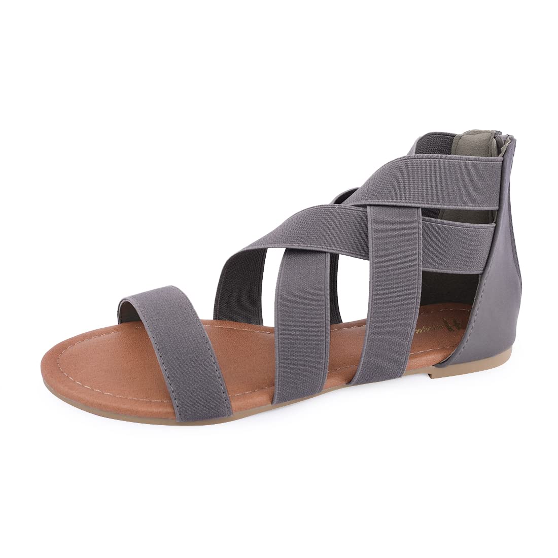 Women's Comfortable Elastic Gladiator Flat Sandals with Adjustable Ankle Strap - Perfect for Beach, Vacation, and Summer Casual Wear