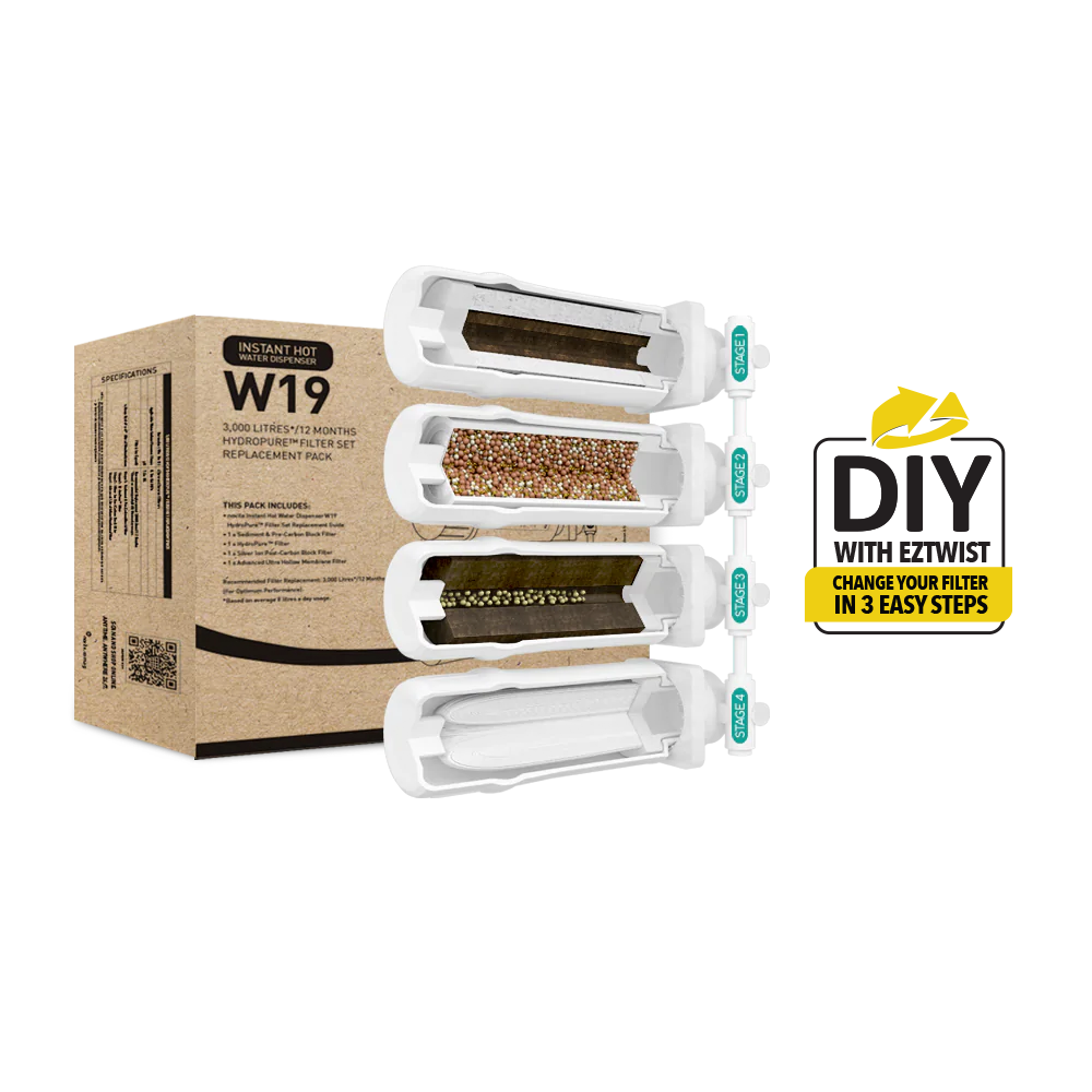 HydroPure™ W19 Water Filter Replacement Pack - Compatible with Refrigerators & Under Sink Filtration Systems - Improves Taste & Reduces Contaminants