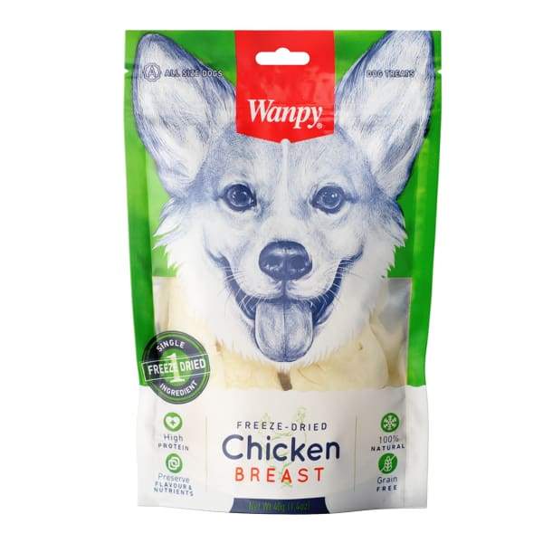 Premium Wanpy Freeze-Dried Chicken Breast Dog Treats - 100% Natural, Grain-Free, High-Protein Training Snacks for Small & Large Dogs (40g) - Perfect for Training, Rewards & Dental Health