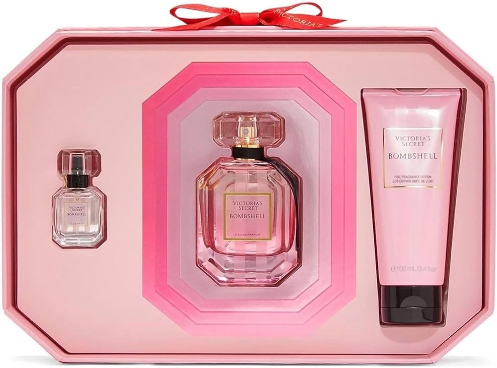 Victoria's Secret Bombshell Women's 3-Piece Fragrance Gift Set - Perfume, Body Lotion & Rollerball - Perfect for Birthday, Anniversary & Valentine's Day Gifts