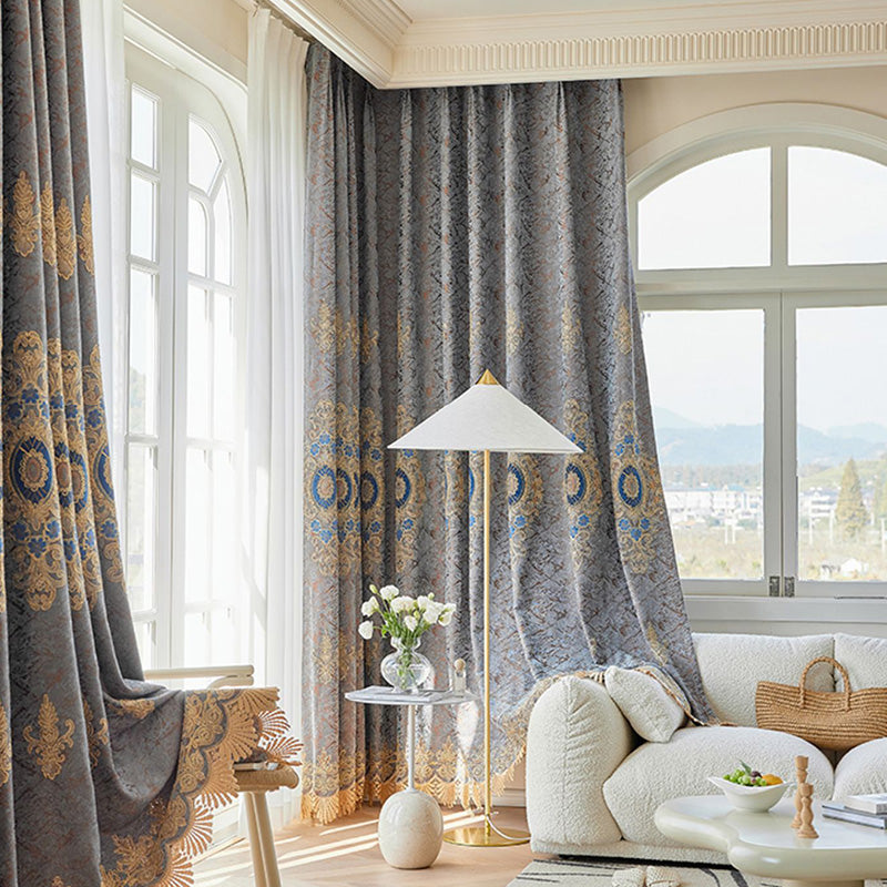Calliope Chenille Embroidered Botanical Blackout Curtains - Custom Window Treatment for Bedroom & Living Room - Thermal Insulated Drapes for Light Blocking & Privacy