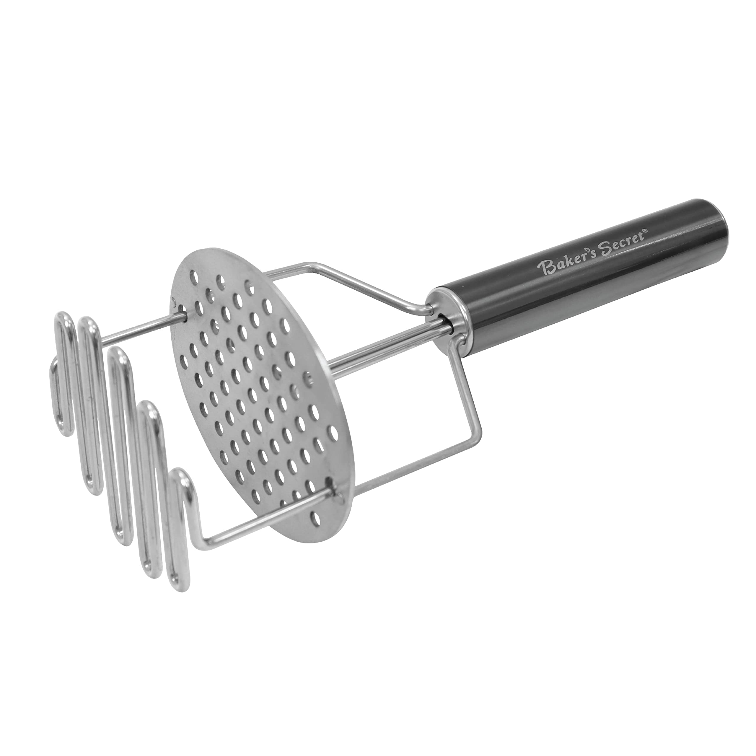Baker's Secret Stainless Steel Potato Masher & Ricer - Heavy Duty Kitchen Tool with Ergonomic Black Handle - Perfect for Mashing Potatoes, Vegetables & Making Baby Food