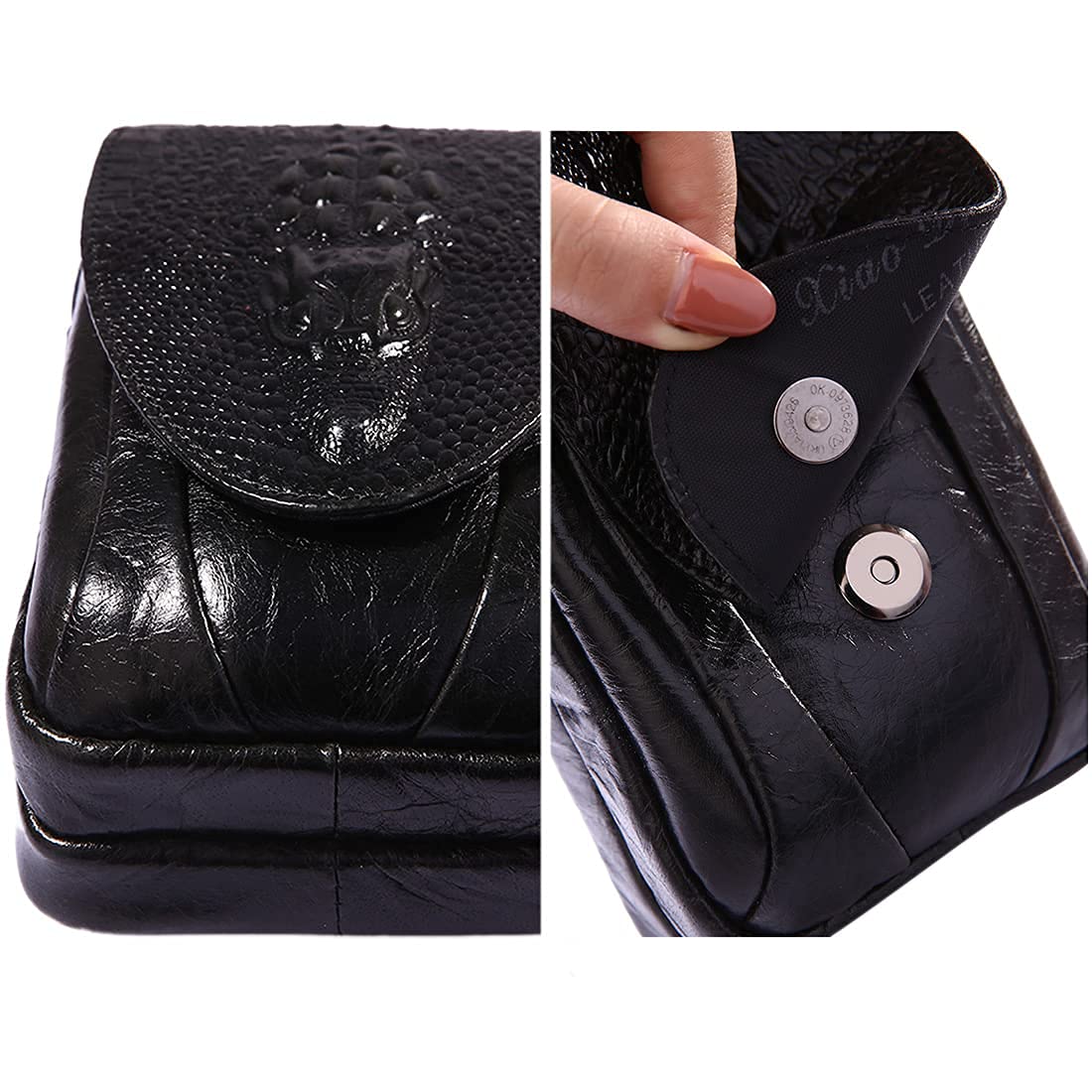 Premium Genuine Crocodile Leather Phone Belt Bag for Men - Waist Pack with Money Pouch, Travel Outdoor Essentials Holder - Perfect for Hiking, Running, Gym & Daily Use