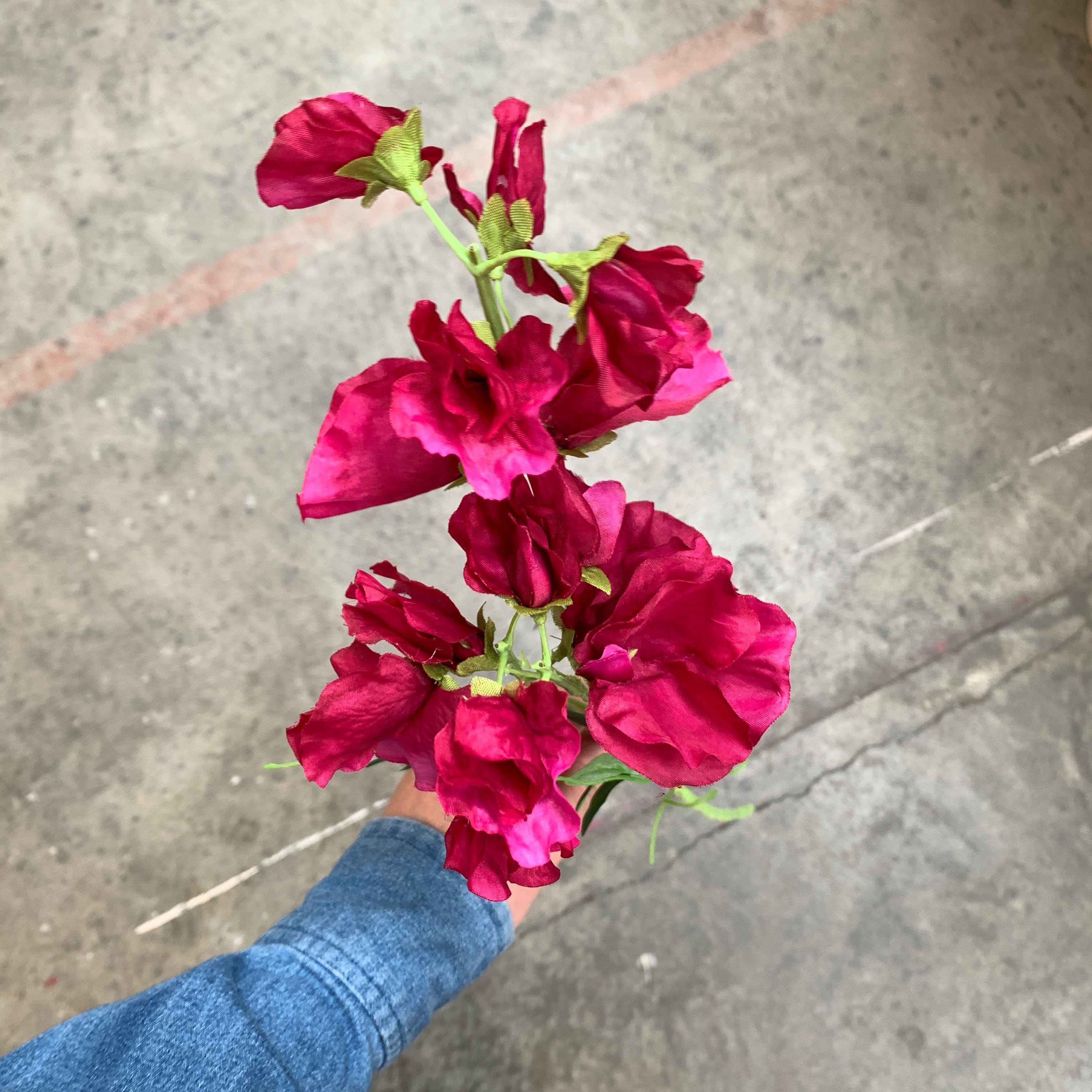 Artificial Hot Pink Tall Sweetpea Flowers - Realistic Fake Floral Stems for Home Decor, Wedding Bouquets & Event Centerpieces