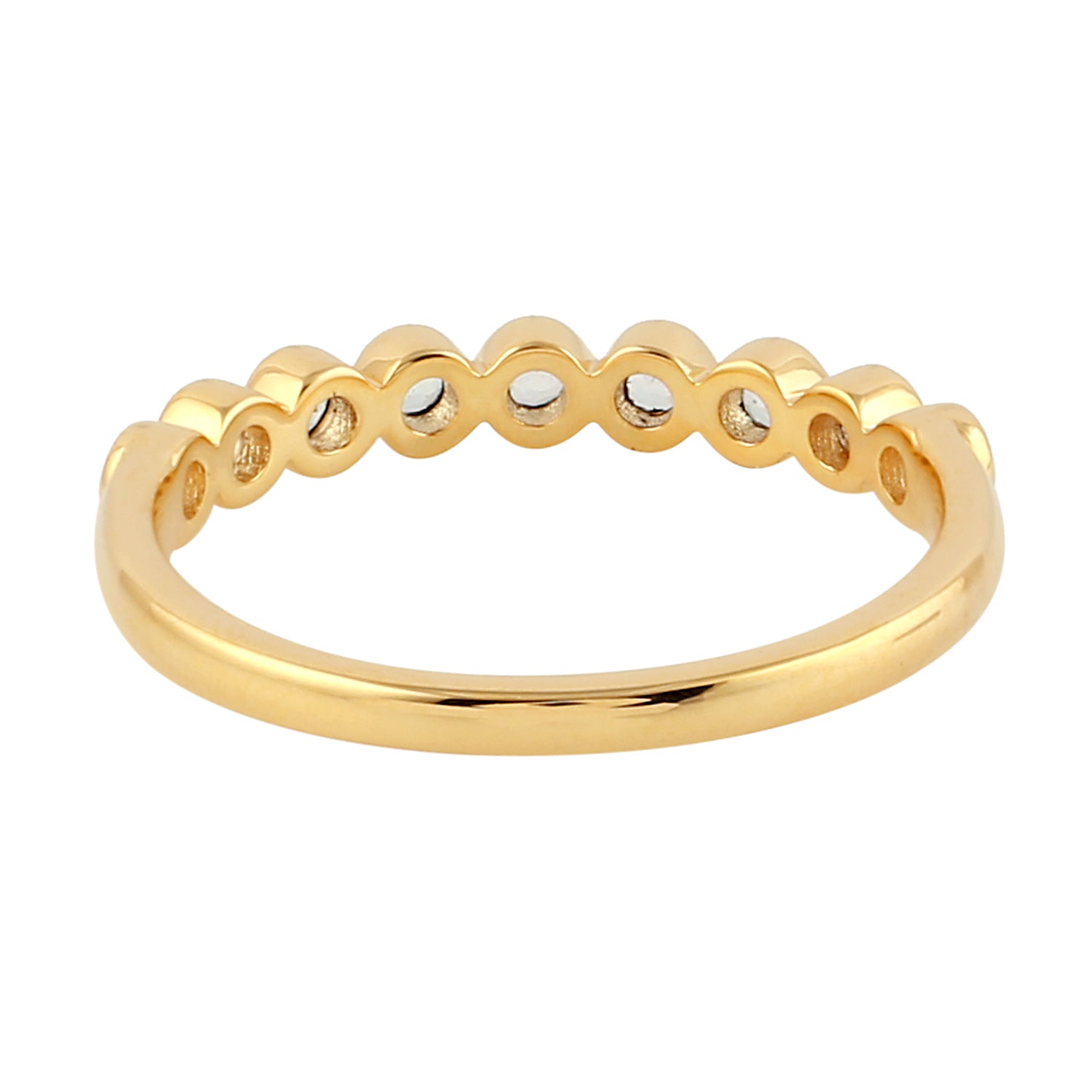 18K Yellow Gold Bezel Set Blue Topaz Gemstone Half Eternity Band Ring - Perfect for Weddings, Anniversaries & Special Occasions
