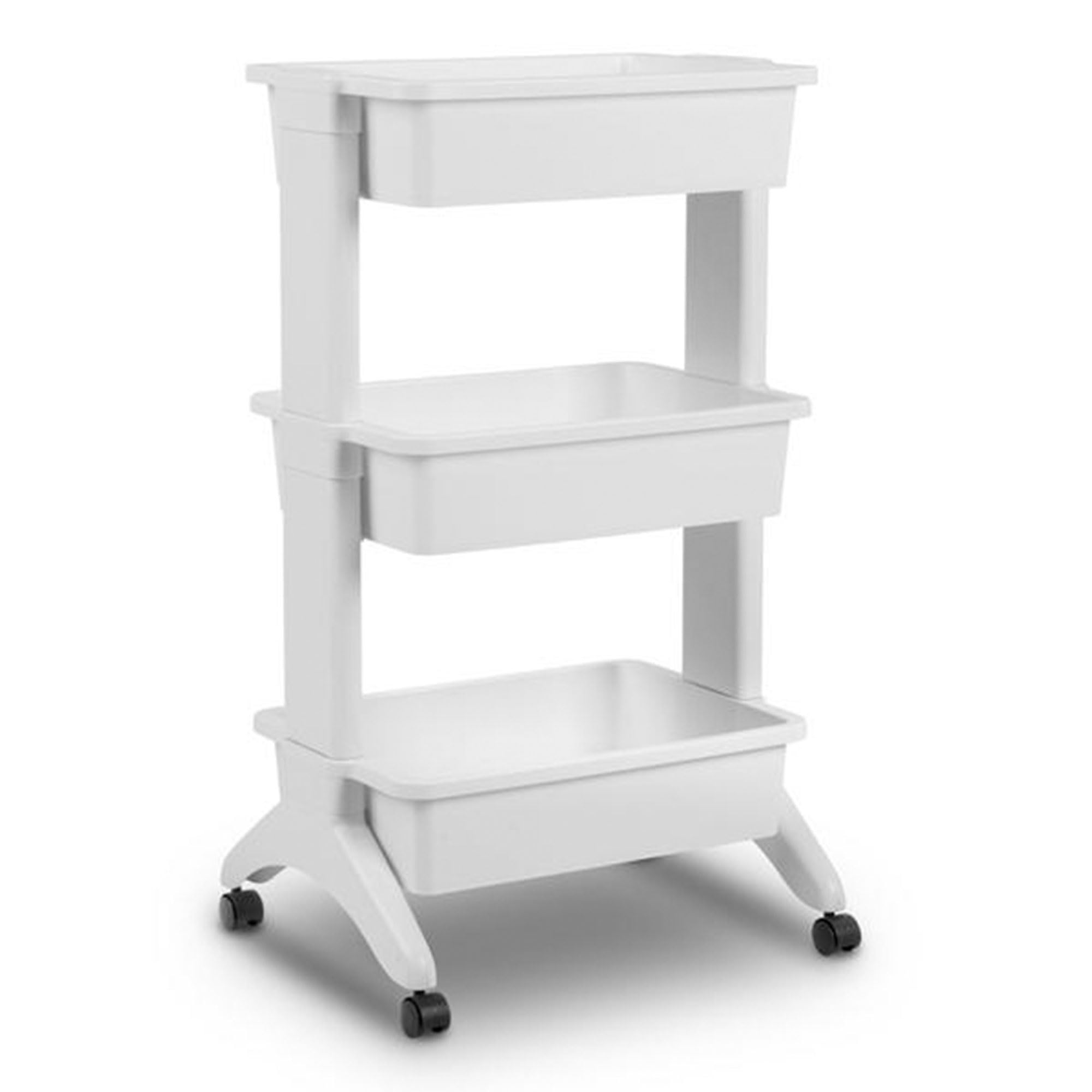 Sterilite 3-Tier Rolling Utility Cart with 360° Wheels - 10 lb Capacity per Tier, White Storage Organizer (6-Pack) - Perfect for Kitchen, Bathroom, Office & Dorm Organization