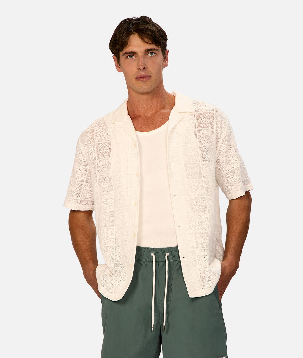 Premium Short Sleeve Mercado Shirt for Men - Soft Cream Cotton Casual Tee - Perfect for Summer Outings, Beach Trips & Weekend Relaxation