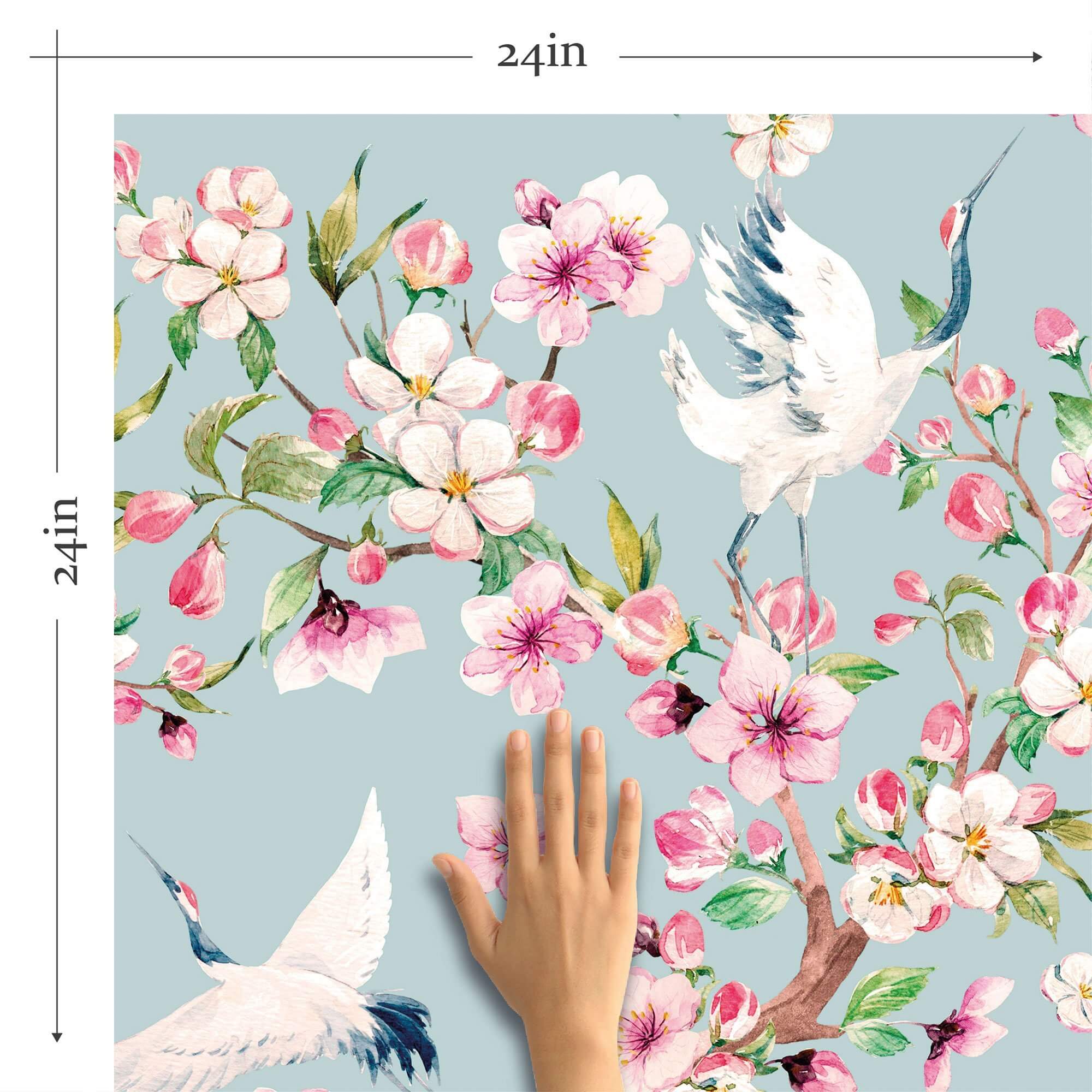 Blue Japanese Animal Peel and Stick Removable Wallpaper - Self-Adhesive Decorative Wall Covering for Nursery, Kids Room, Dorm & Home Decor