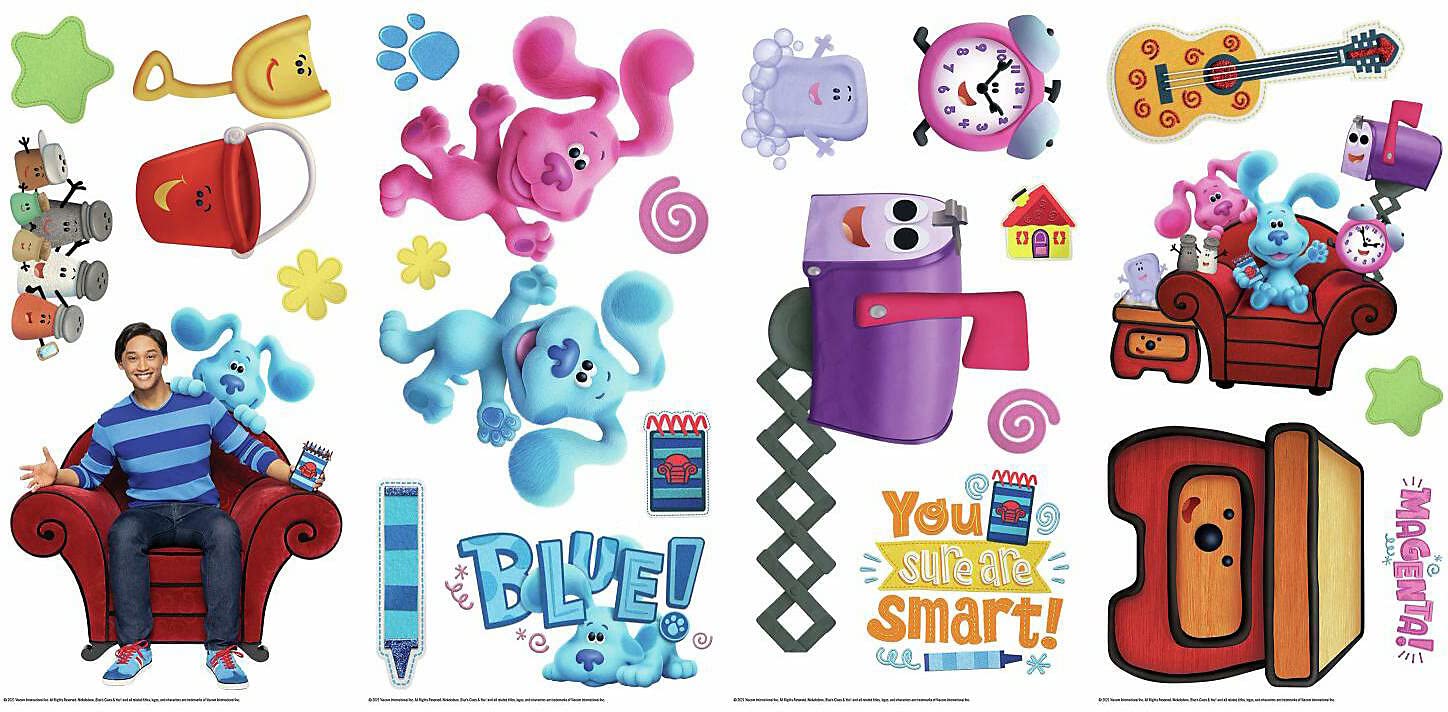 Blue's Clues Peel and Stick Wall Decals - Removable Kids Room Decor, Nursery Stickers, DIY Wall Art for Boys & Girls - Perfect for Bedrooms, Playrooms, and Classrooms