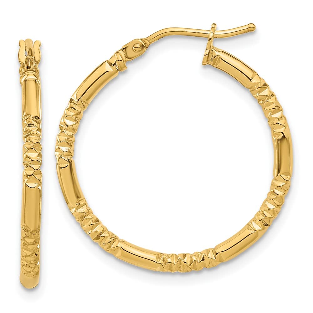14K Gold Polished & Textured Hoop Earrings for Women - Elegant Everyday & Party Jewelry Gift