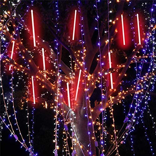 Solar Powered Outdoor String Lights - 30cm 10 Tubes 360LEDs Waterproof Meteor Shower Lights for Wedding, Garden, Patio, and Home Decoration (Red) | Create Magical Ambiance for Parties, Holidays & Outdoor Events