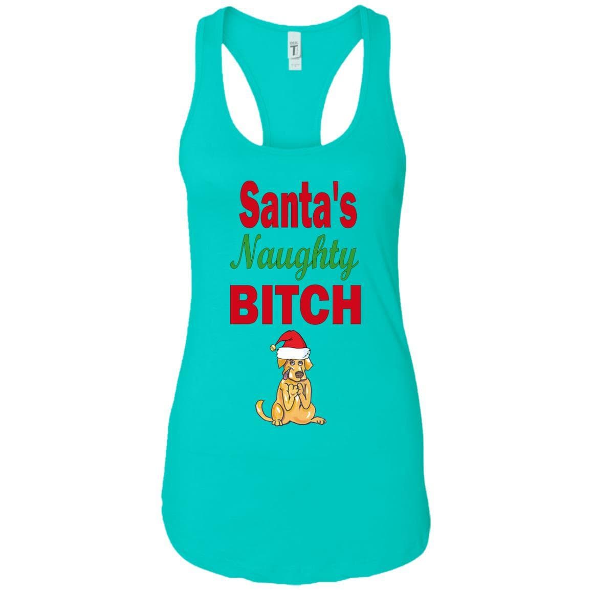 Santa's Naughty Bitch Personalized Racerback Tank Top - Custom Funny Christmas Gift for Women - Perfect for Holiday Parties & Festive Outfits