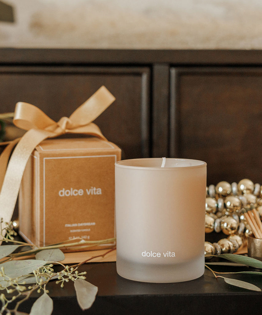 DOLCE VITA Luxury Scented Candle - Long Lasting Soy Wax Candle with Premium Fragrance for Home, Spa, Yoga & Romantic Dinner Ambiance