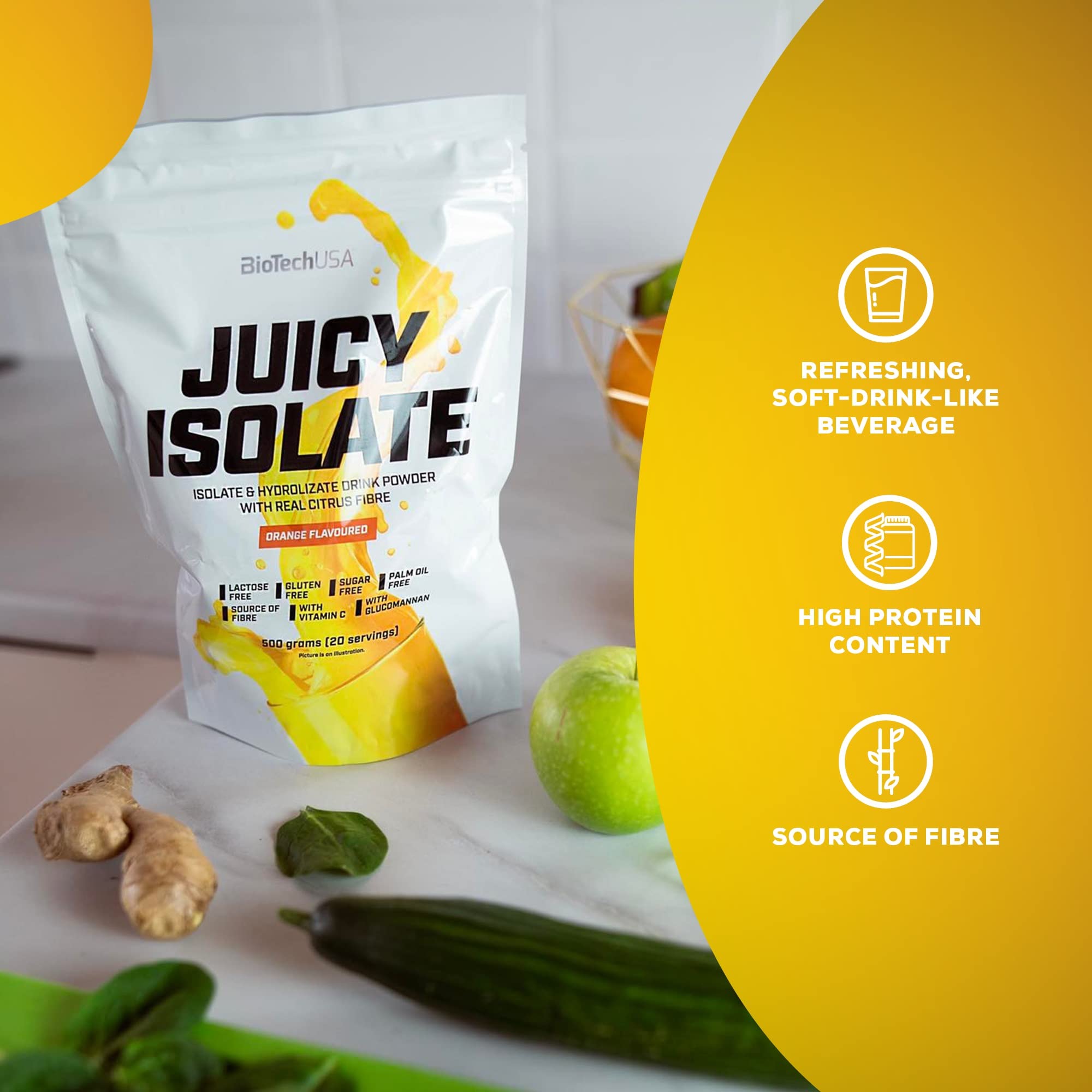 BioTechUSA Juicy Isolate Whey Protein Powder - 500g Orange Flavor for Muscle Recovery & Post-Workout | Gym, Fitness & Bodybuilding Supplement
