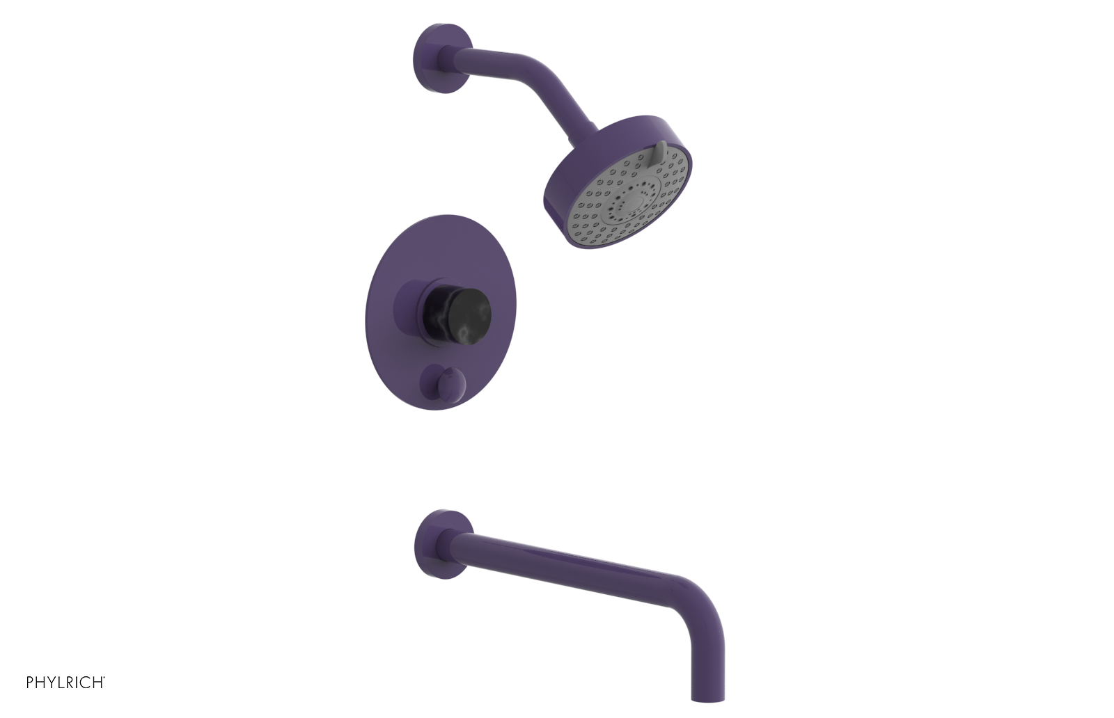 BASIC II 12 Pressure Balance Tub and Shower Set - Black Marble Finish, 230 28 12 - Perfect for Modern Bathroom Renovations & Spa-Like Showers