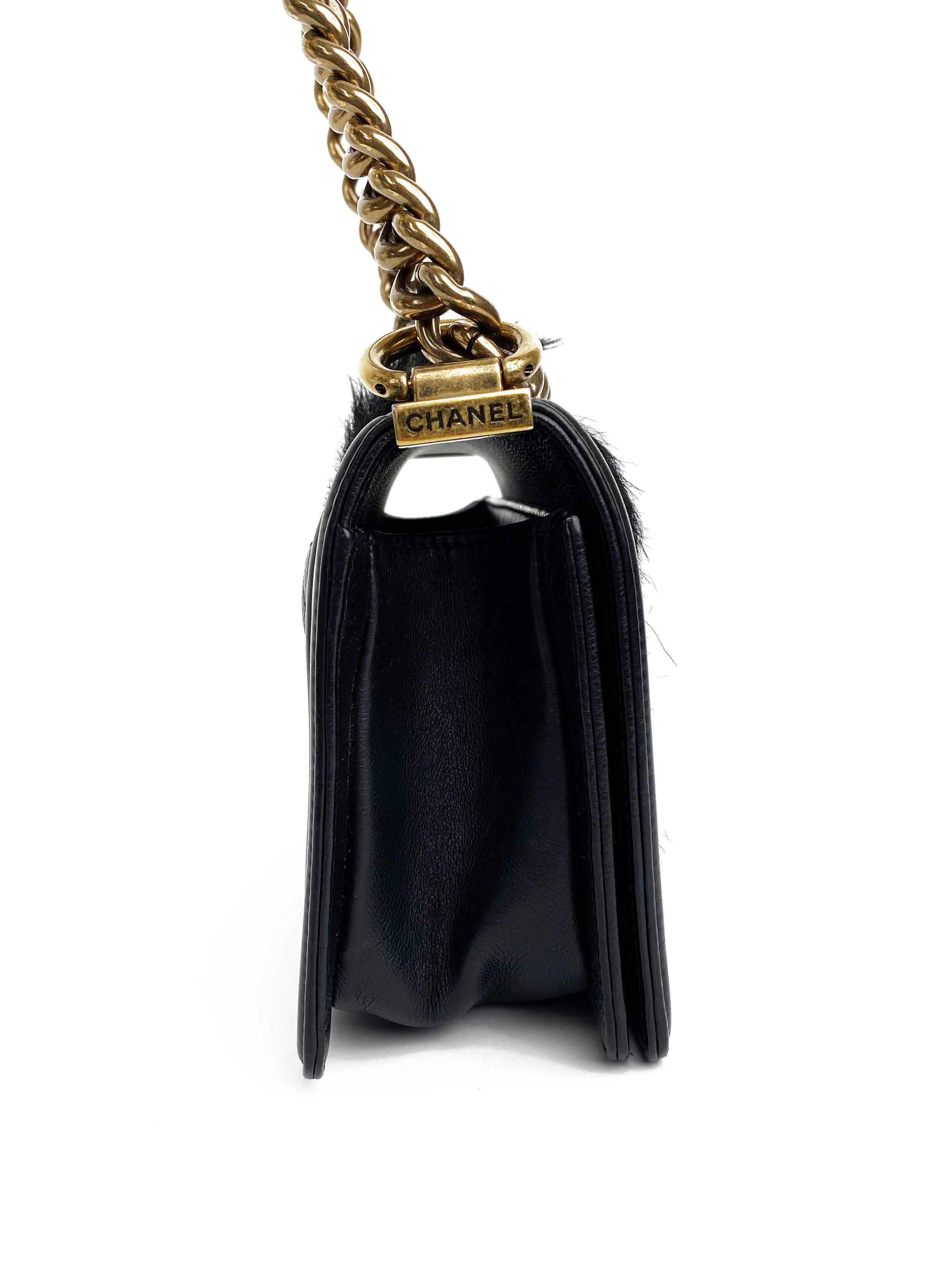 Chanel Black Ponyhair Small Square Boy Bag - Luxury Designer Crossbody Purse for Women, Evening Parties & Special Occasions