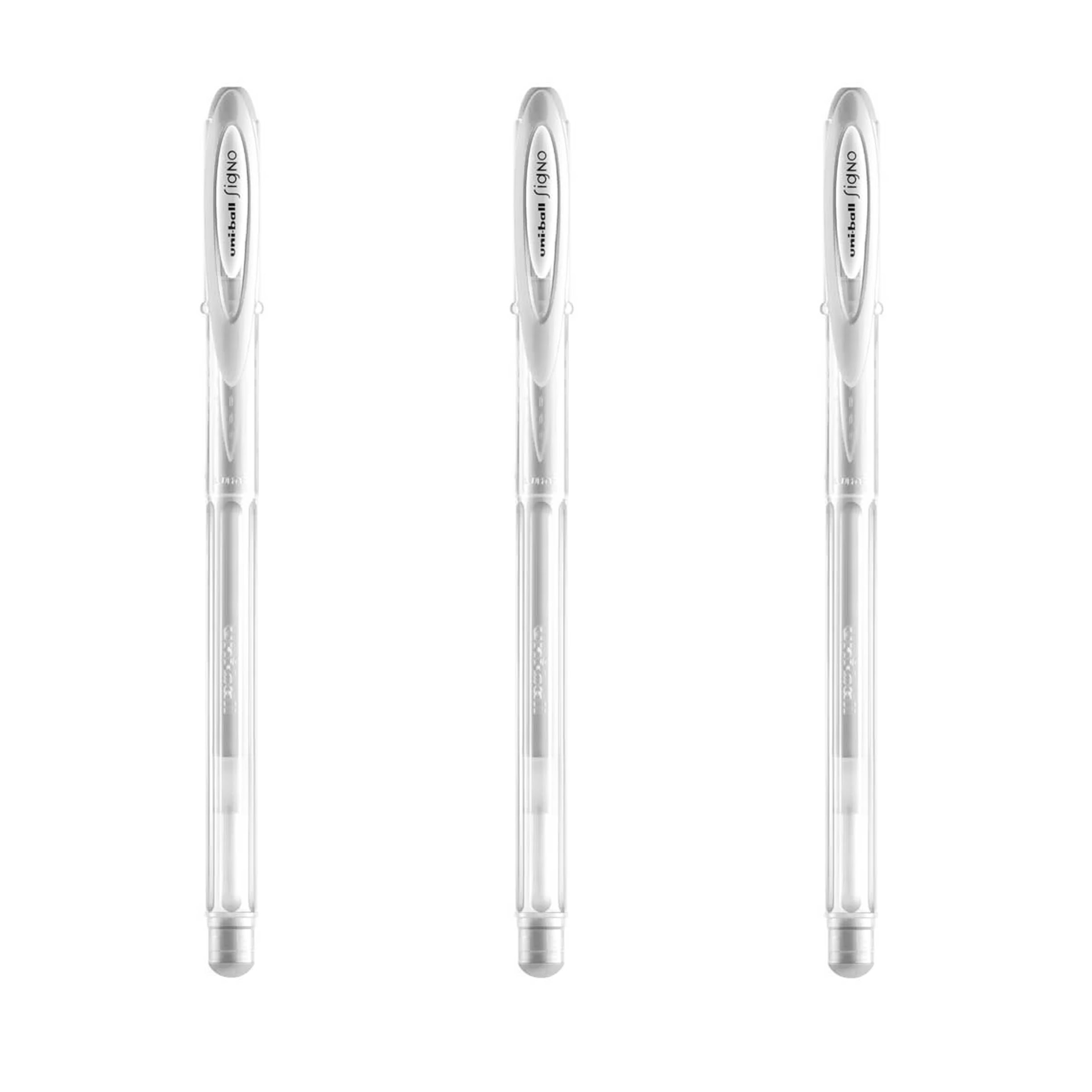 Uni-Ball Signo Angelic UM-120AC White Gel Pen Set - 0.7mm Fine Point, 3-Pack for Scrapbooking, Art Journaling & Dark Paper Crafting