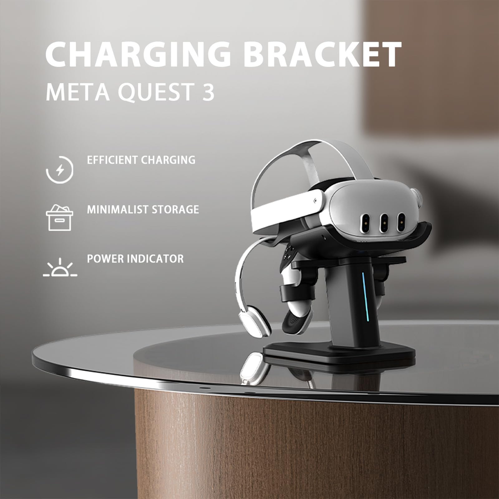 NOLOWY RGB Light Charging Stand for Meta Quest 3 & Quest 2 VR Headset - Perfect for Gaming, Entertainment & VR Accessories Organization