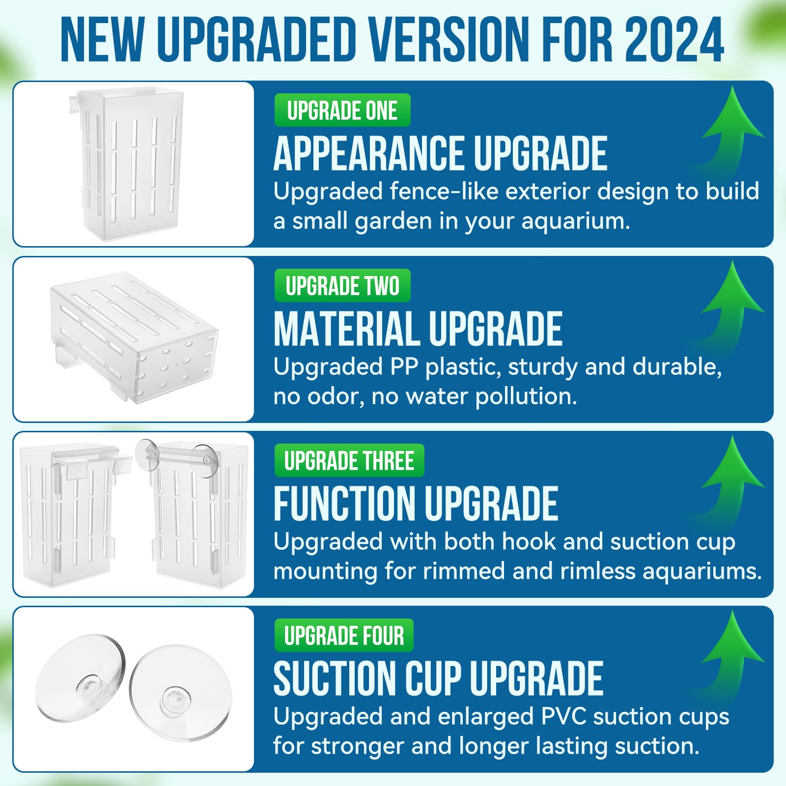 Upgraded Aquarium Plant Holder with Hooks & Suction Cups - Clear Fish Tank Accessories for Aquascaping, Aquaponics & Decoration - Perfect for Freshwater & Saltwater Tanks, Plant Cultivation & Underwater Decor