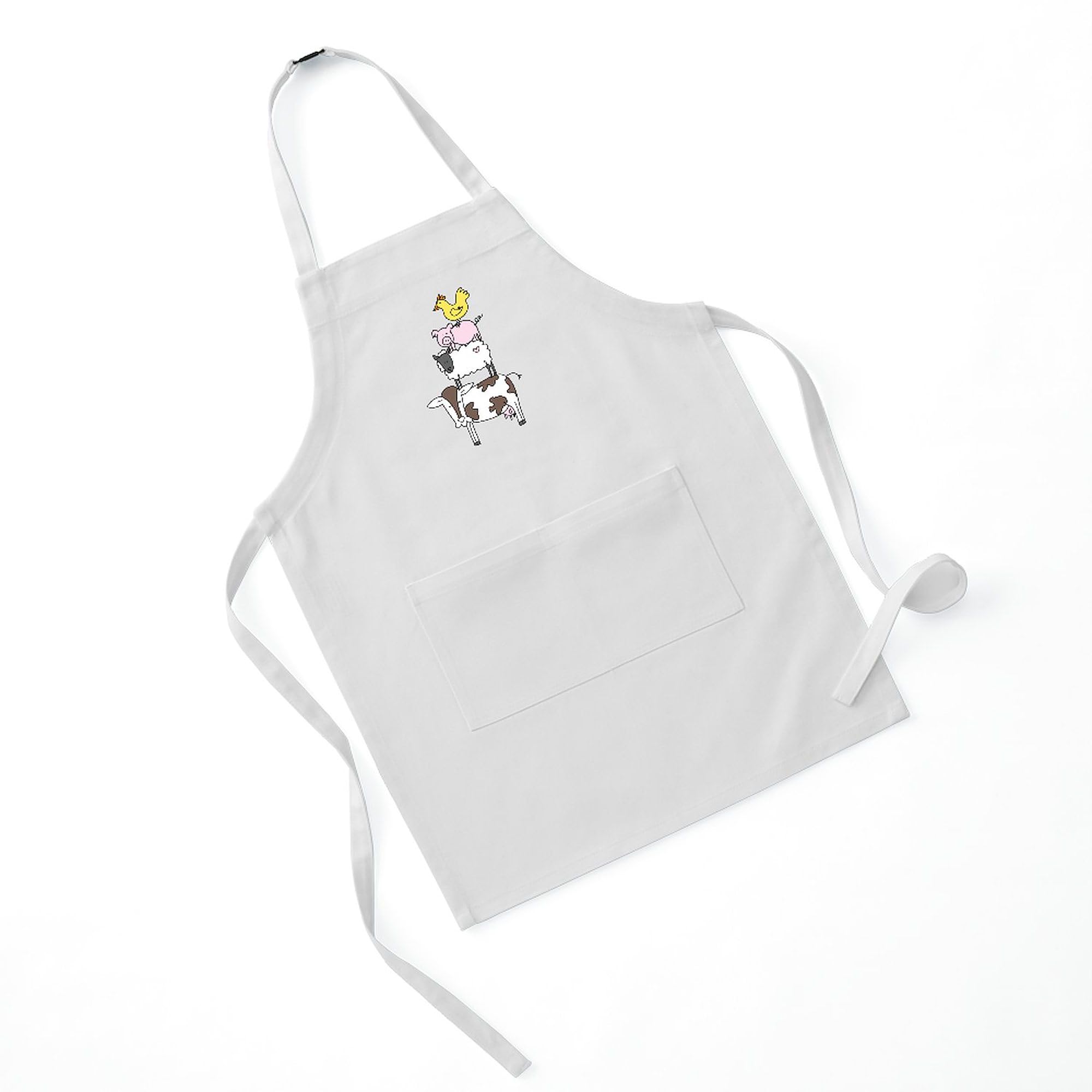 Farm Animal Pyramid Kids Baking Apron - Fun & Durable Cotton Apron for Cooking, Baking & Arts - Perfect for Little Chefs & DIY Crafters