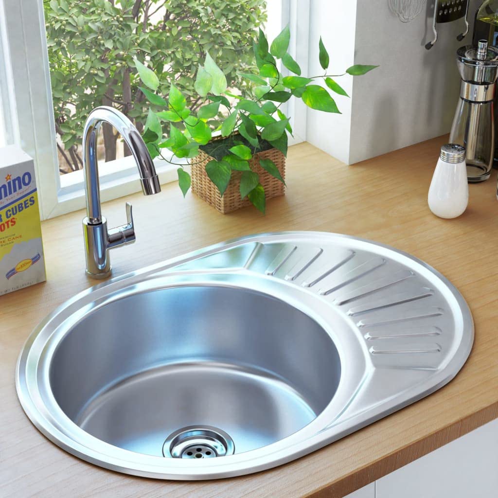 Premium Stainless Steel Oval Kitchen Sink with Built-in Strainer & Drain Trap - Perfect for Modern Homes, Restaurant Prep, and RV Camping Kitchens