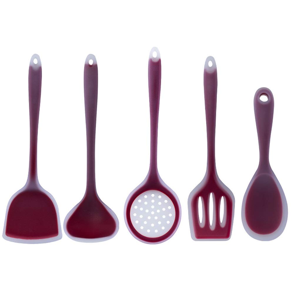5-Piece Silicone Spatula Set - Non-Stick Kitchen Utensils with Spoon, Shovel & Colander - Heat Resistant Cooking Tools for Baking, Frying & Mixing - Perfect for Home Chefs & Professional Kitchens