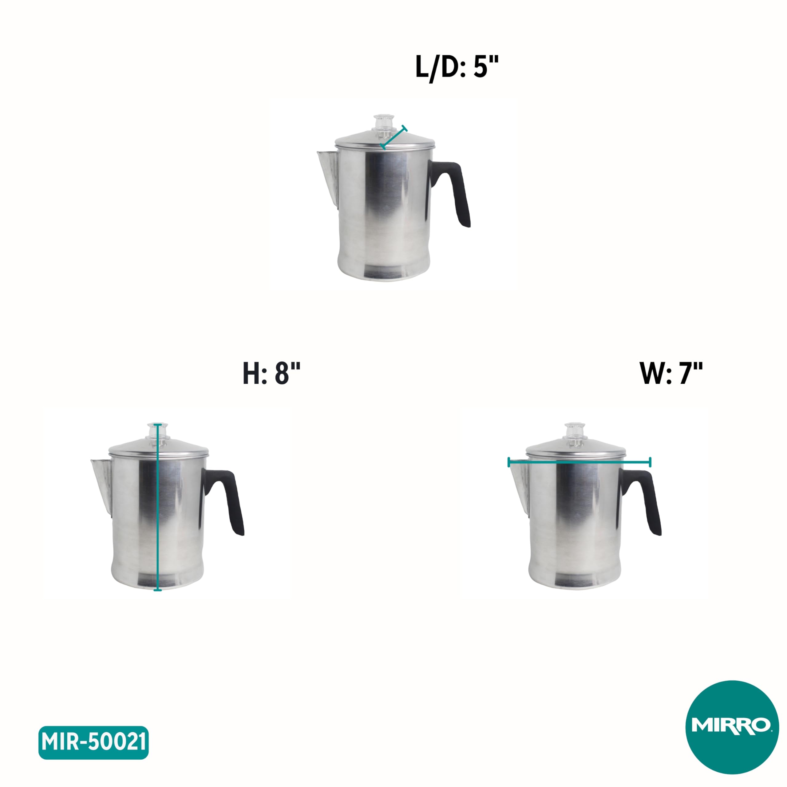 Mirro Aluminum Stove Top Percolator - 9 Cup Silver Coffee Maker for Gas & Electric Stoves | Perfect for Camping, Home Brewing & Outdoor Adventures