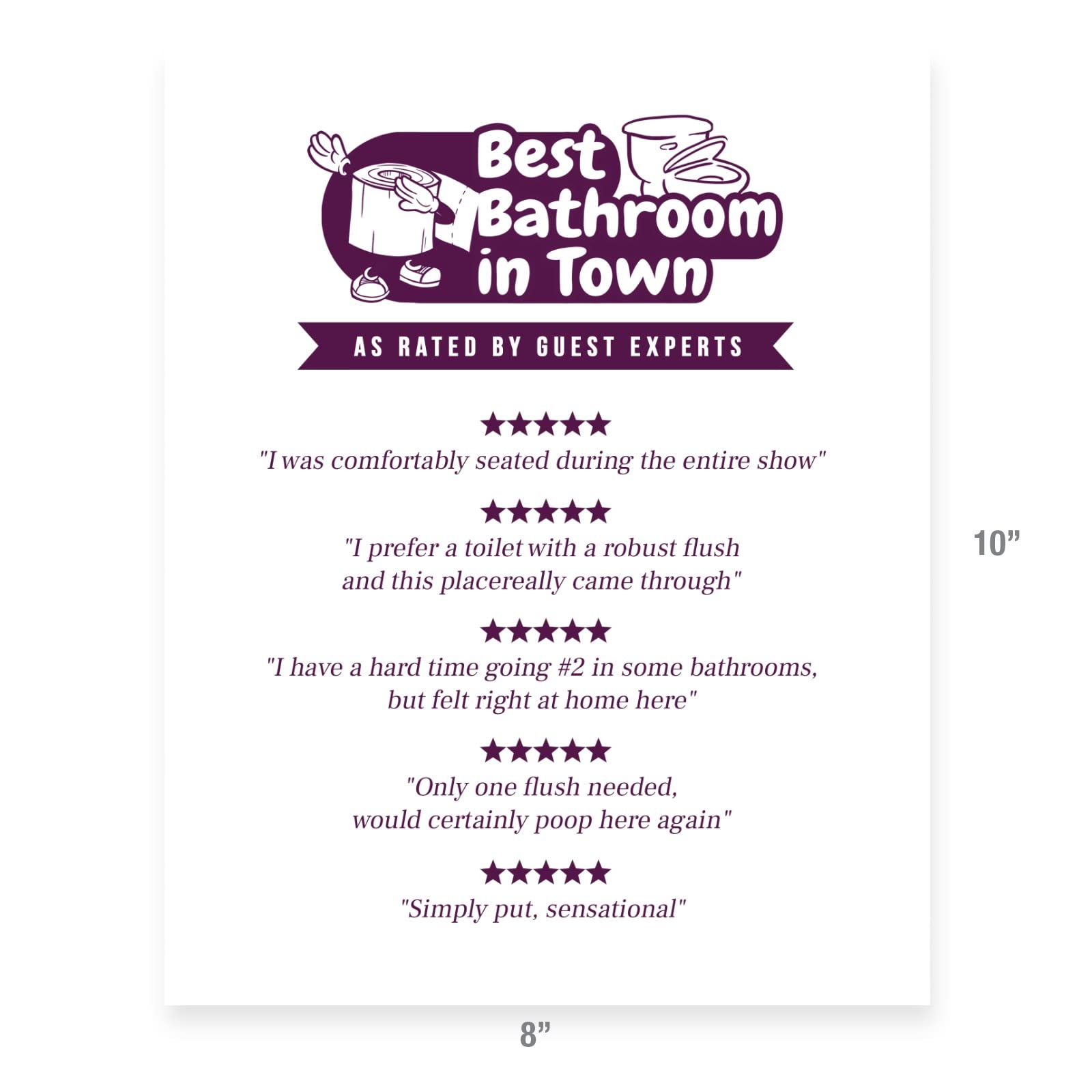 GSM Brands Bathroom Rating Sign - Funny Wall Art Print for Home Decor, Unframed 8x10 Inches on Premium Matte Paper - Perfect for Powder Room, Guest Bathroom & Housewarming Gifts