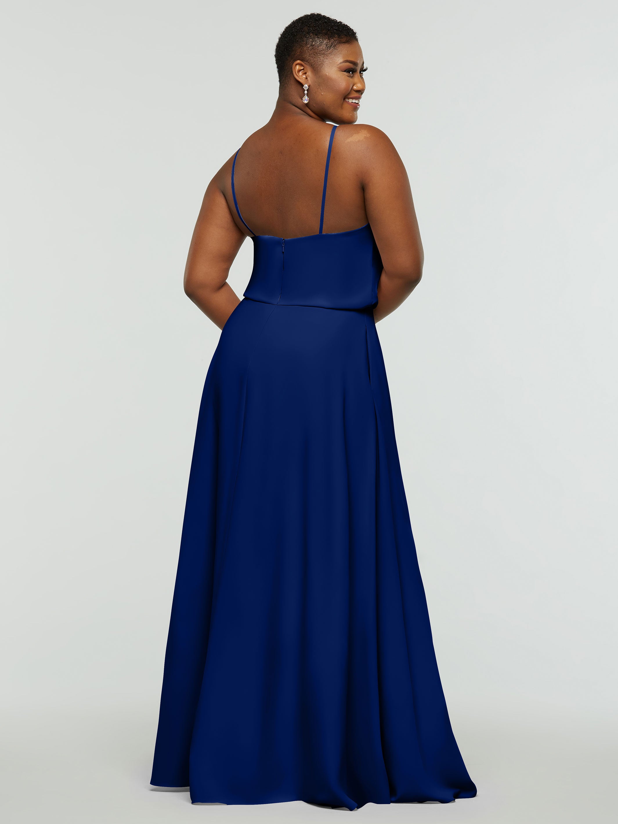 Elegant 83015 Stretch Chiffon A-Line Bridesmaid Dress with Halter Neckline - Perfect for Weddings, Parties & Formal Events