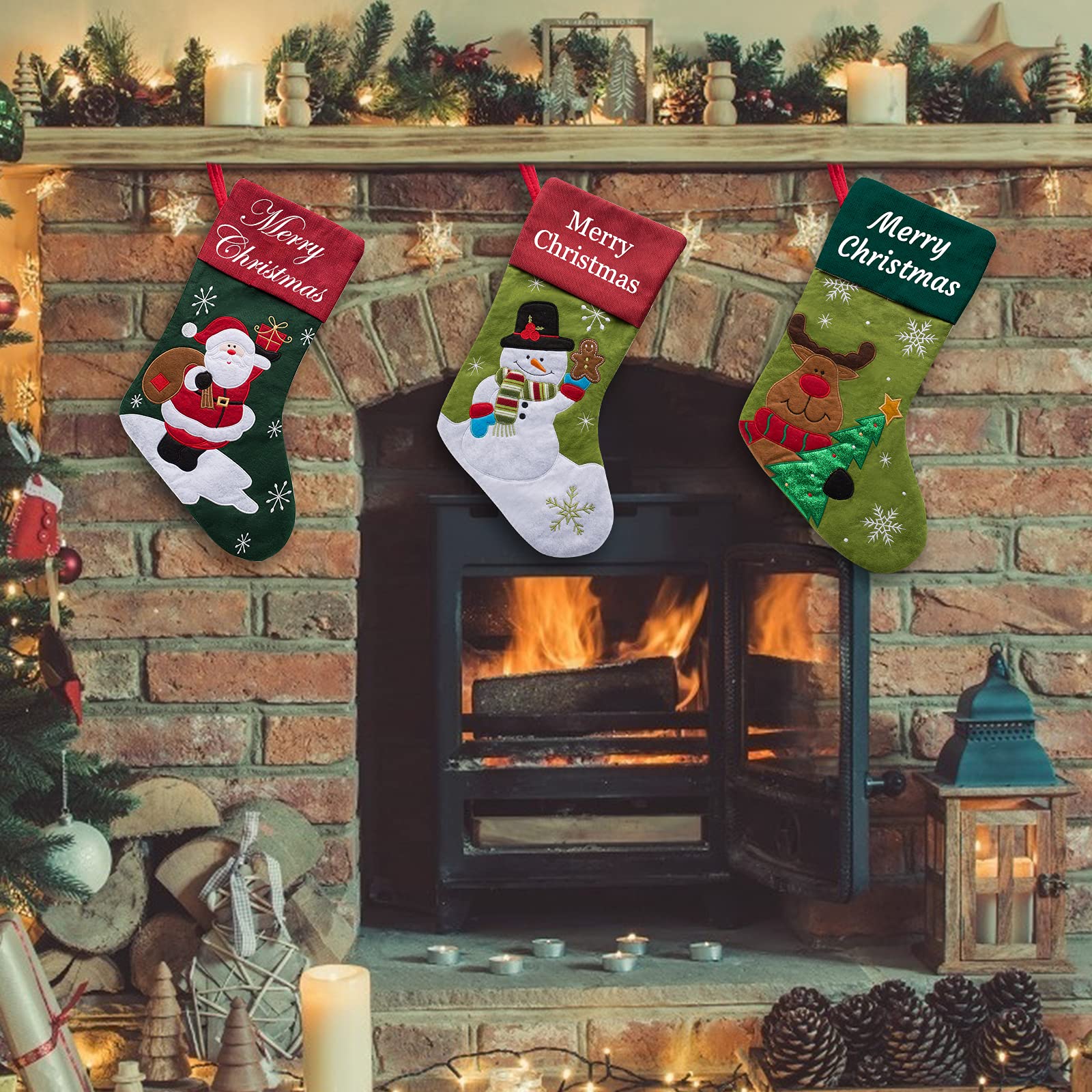 Personalized Christmas Stockings with Names - 6 Pack Custom Holiday Stockings for Family & Friends | Festive Home Decor, Fireplace Mantel, Xmas Tree, Gift Exchange