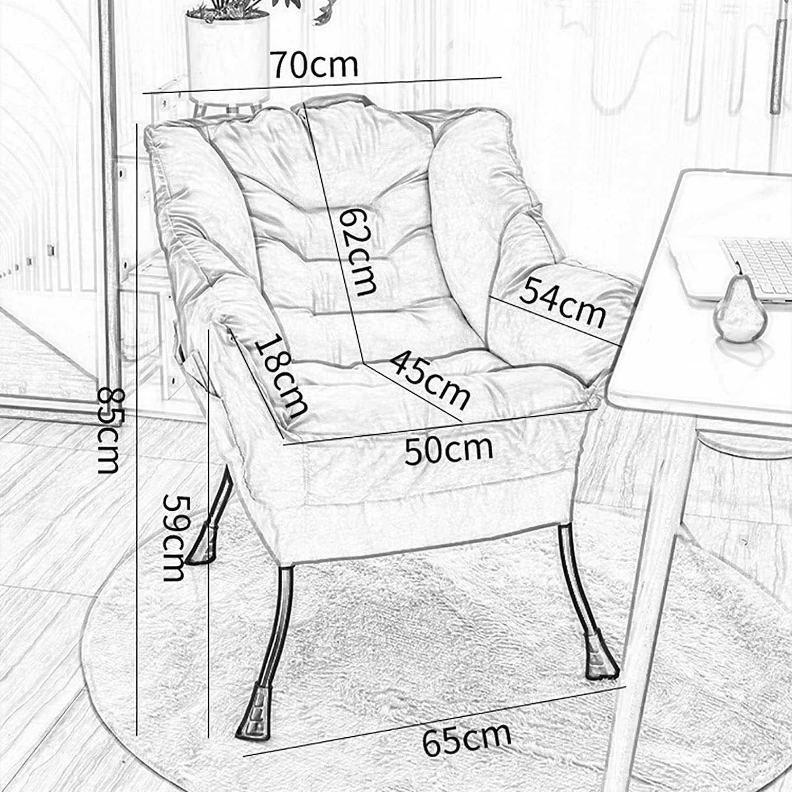 Modern Accent Chair for Living Room - Extra-Thick Upholstered Lounge Chair with Side Pocket - Contemporary Lazy Sofa Chair for Home, Bedroom & Studio - Perfect for Relaxing, Reading & Small Space Decor