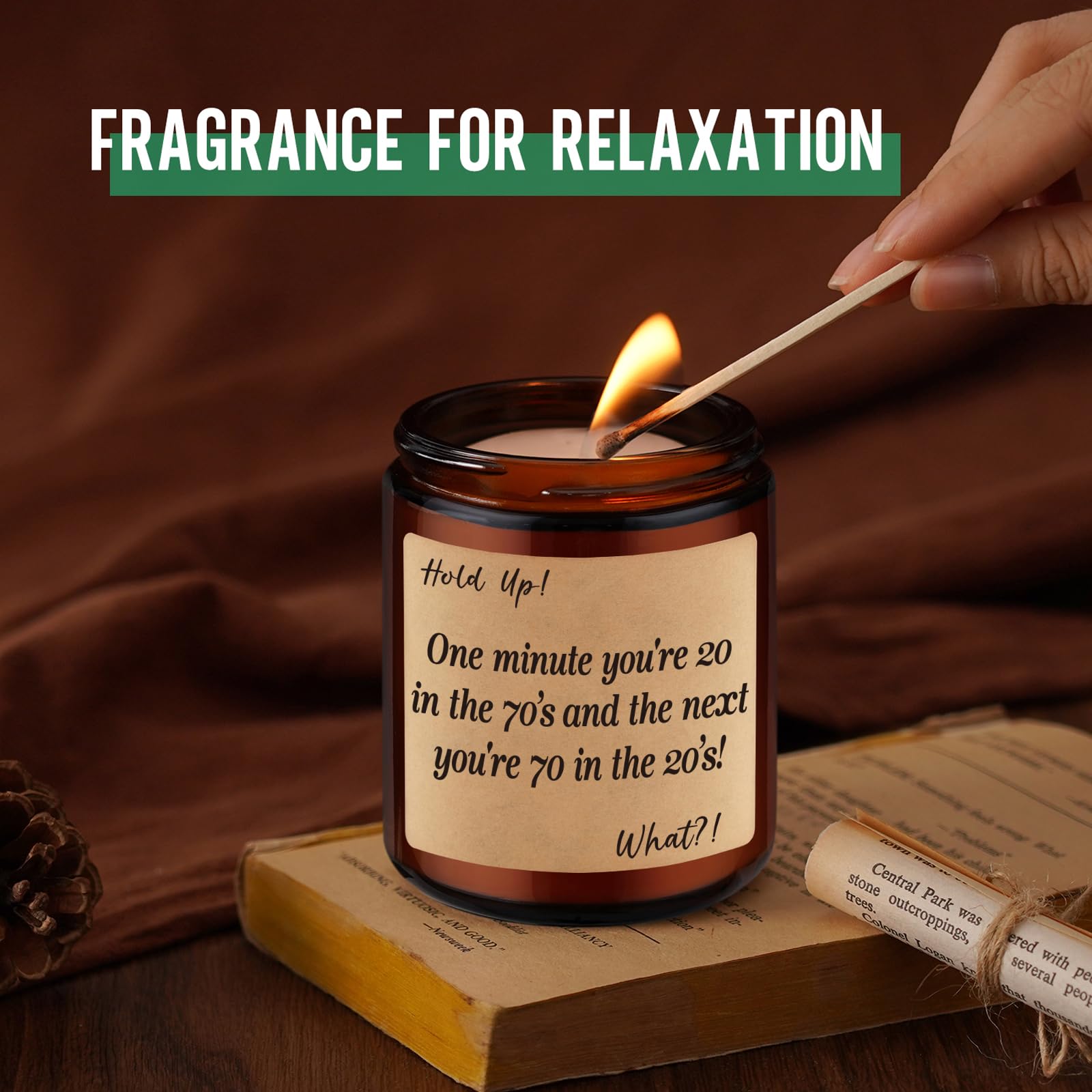 GSPY Scented Candles - Best 70th Birthday Gifts for Women & Men - Funny Turning 70 Presents for Mom, Dad, Grandma, Grandpa - Soy Wax Aromatherapy Candles for Home Decor, Relaxation & Celebration