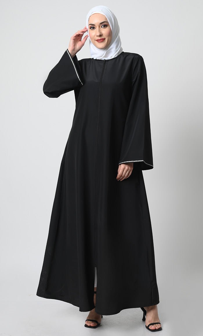 Elegant Kashibo Fabric A-Line Abaya with Bell Sleeves - Modest Islamic Dress for Women - Perfect for Prayer, Eid, Wedding & Special Occasions