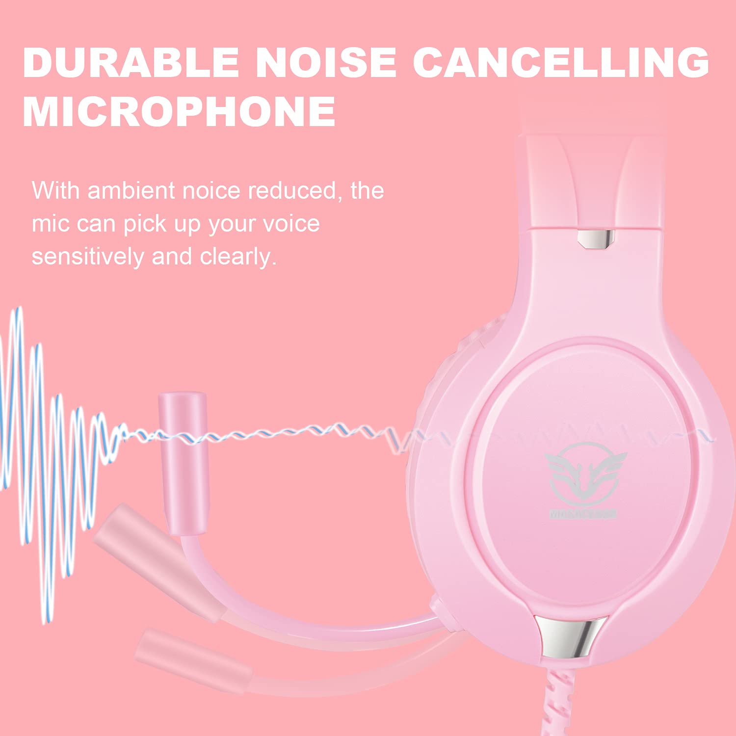 Pink Gaming Headset with Noise Cancelling & Bass Surround - Compatible with Nintendo Switch, Xbox One, PS4, PS5, PC, Laptop, iPad & Smartphones - Adjustable Over-Ear Wired Headphones with Flexible Mic - Perfect for Gaming, Streaming & Online Classes